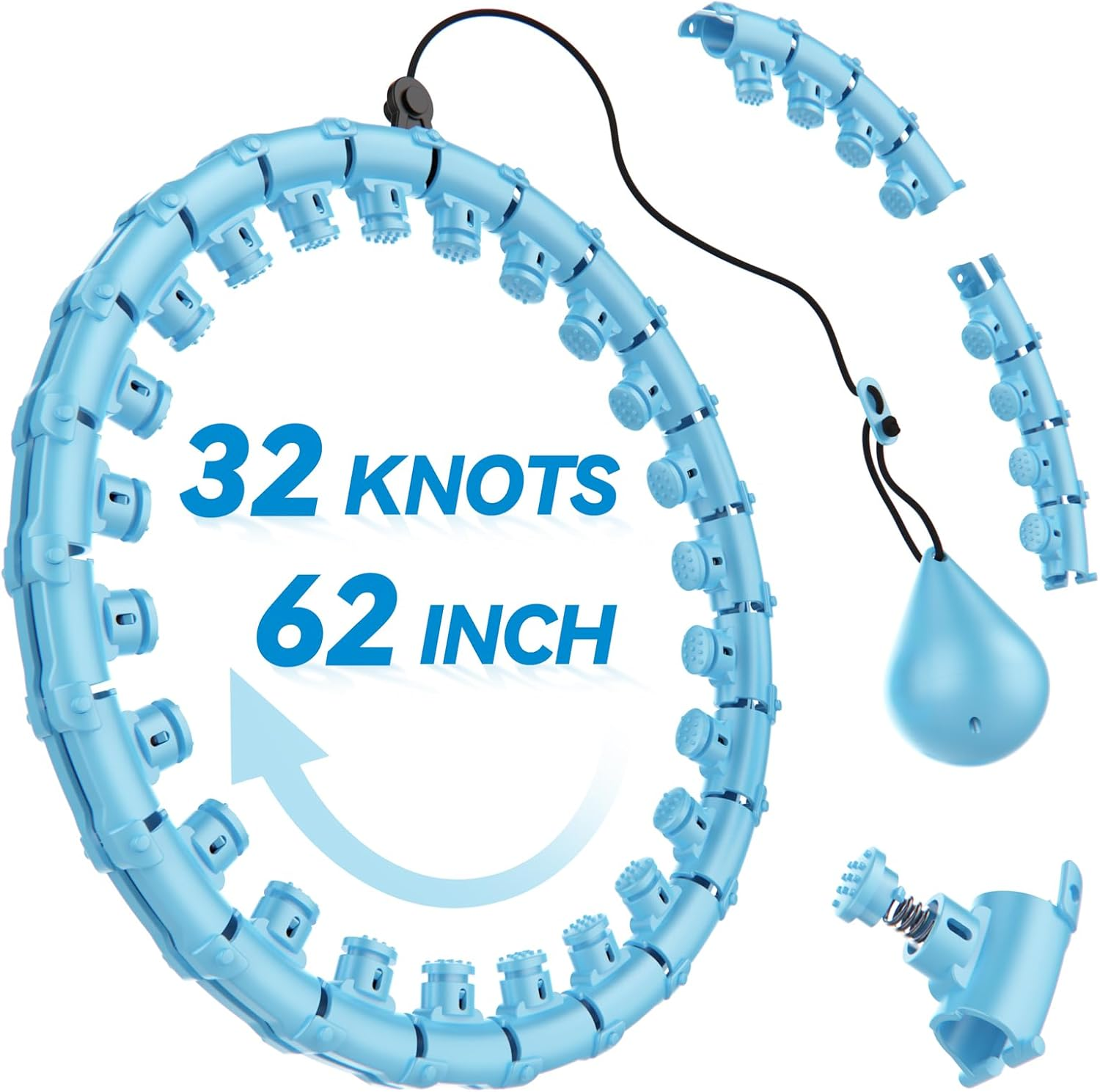 Infinity Weighted Hoop with 32 Links(62 Inch),Weighted Hula Hoop for Adults Weight Loss, Infinity Fitness Hoop plus Size, for Women Smart Exercise Equipment