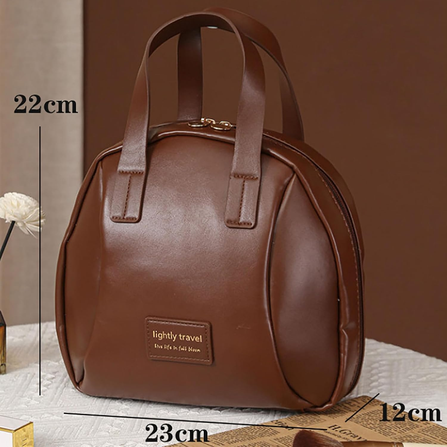 Multi Layered Shell Shaped Cosmetic Bag, Lightly Travel Multi-Layered Shell-Shaped Cosmeticbag, Portable Large Capacity PU Shell Waterproof Handbag Stylecosmetic Bag for Women (White) - Pink image number 2