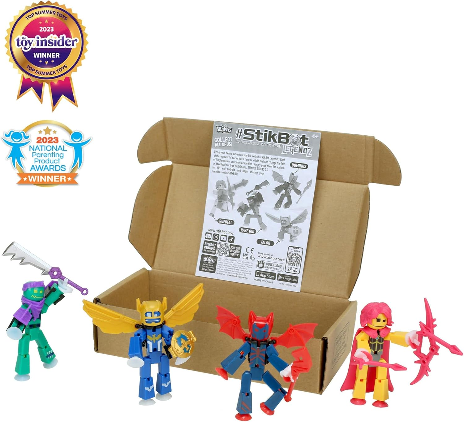 Zing Stikbot Legendz Series 1 - Includes Valor, Ruebell, Dominus and Raze Oni - Collectible Action Figures and Accessories, Stop Motion Animation, Ages 4 and Up image number 4