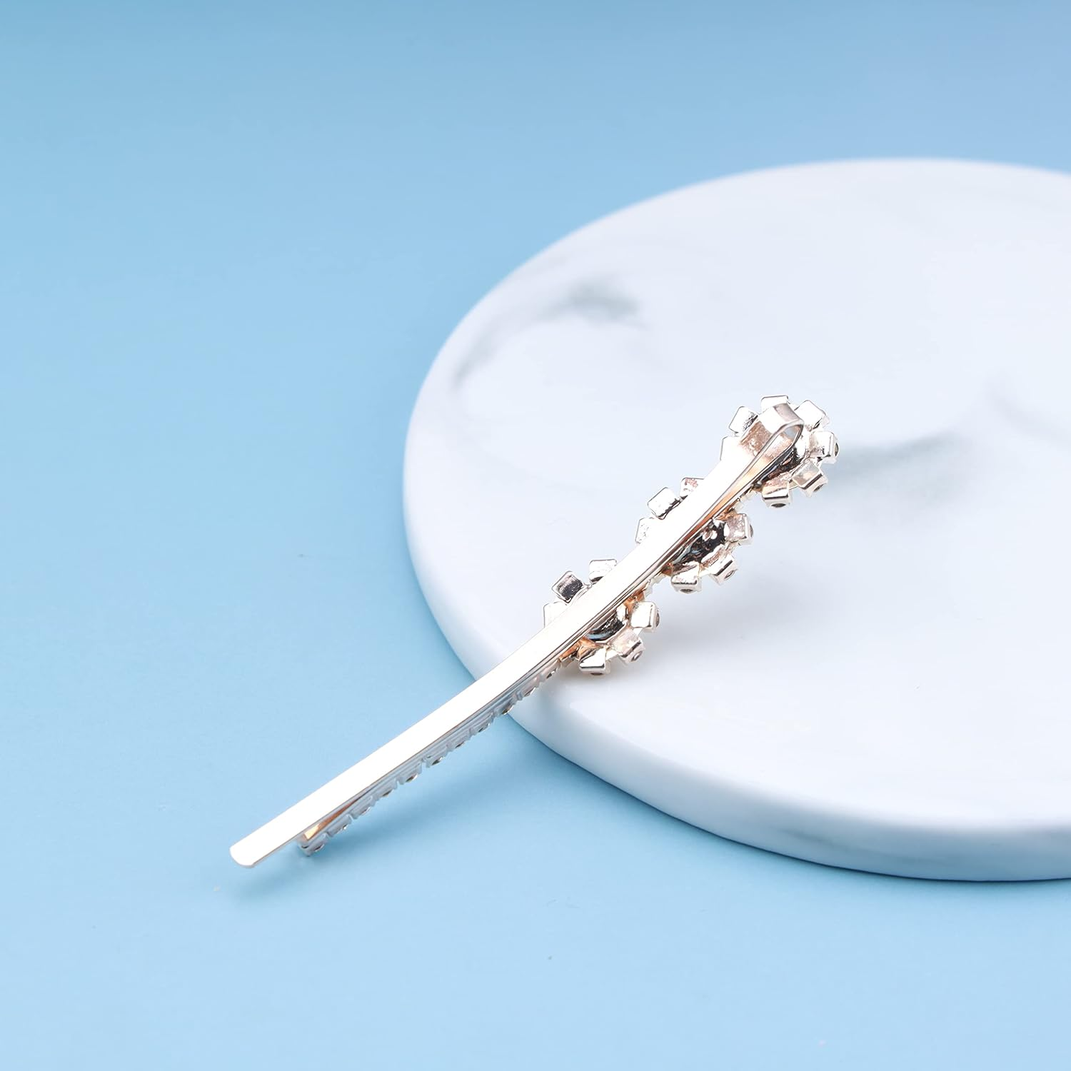 Wendalern Boho Crystal Flower Hair Pin Gold Crystal Hair Clip Rhinestone Bobby Pins Crystal Wedding Hair Clip Bridal Flower Hairpin Headpiece Hair Accessories for Women and Girls image number 1