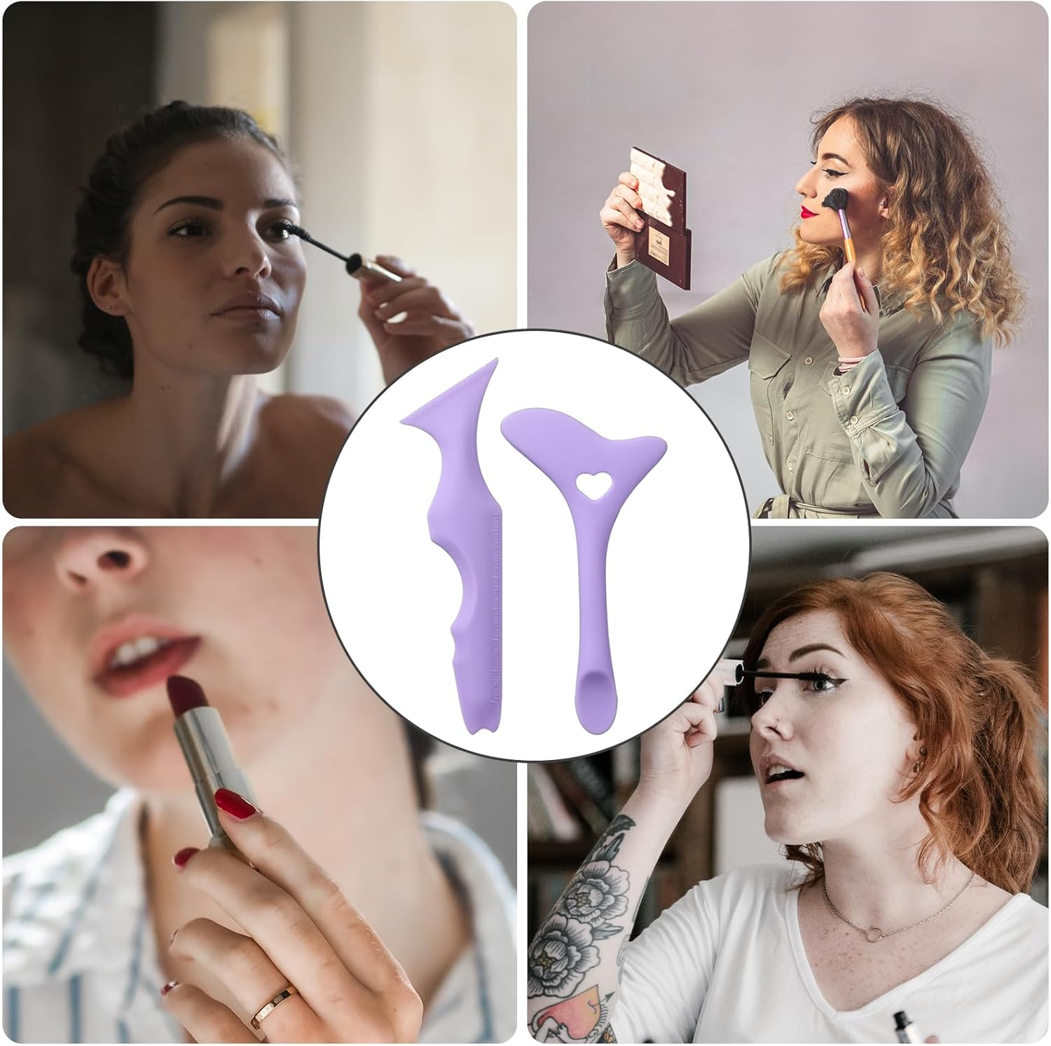 SAVITA 2Pcs Eyeliner Stencils, Silicone Winged Eyeliner Tool Helper for Beginners Eyeliner Stencils Wing Tips Multi-Purpose Eye Make-Up Tool for Eyeliner, Eyelash, Eyebrow, Lip Line, Face Contour