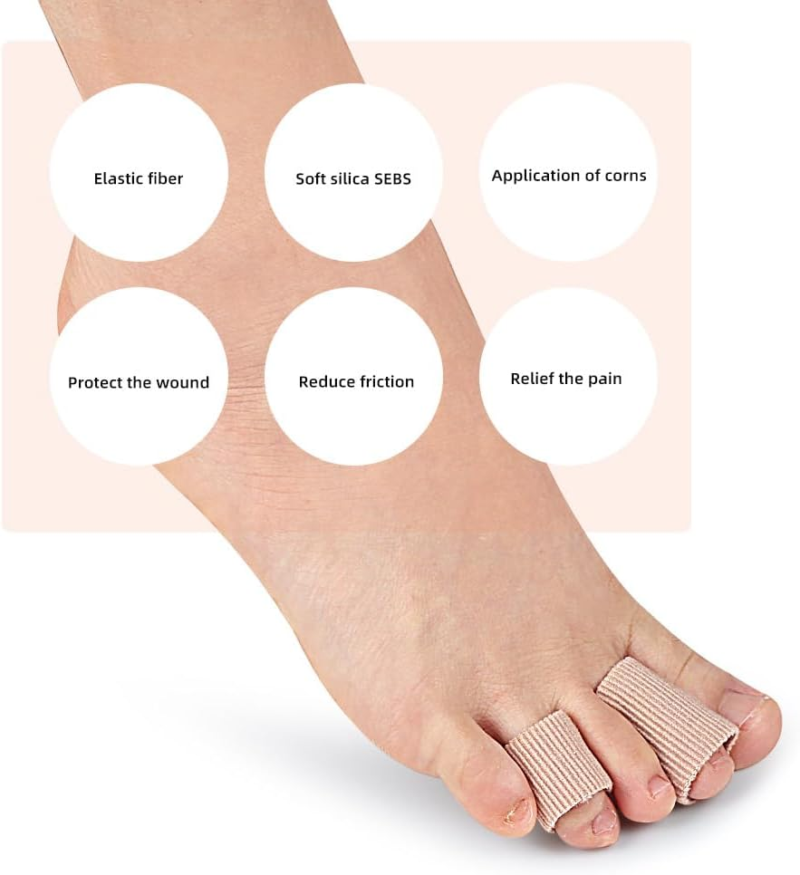 5 Pcs Toe Tubes, Toe Cushion Tube Soft Gel Corn Pads Protectors Relieve for Corns, Blisters, Calluses, Toes and Fingers Separators Protectors for Men and Women Toe Health image number 6