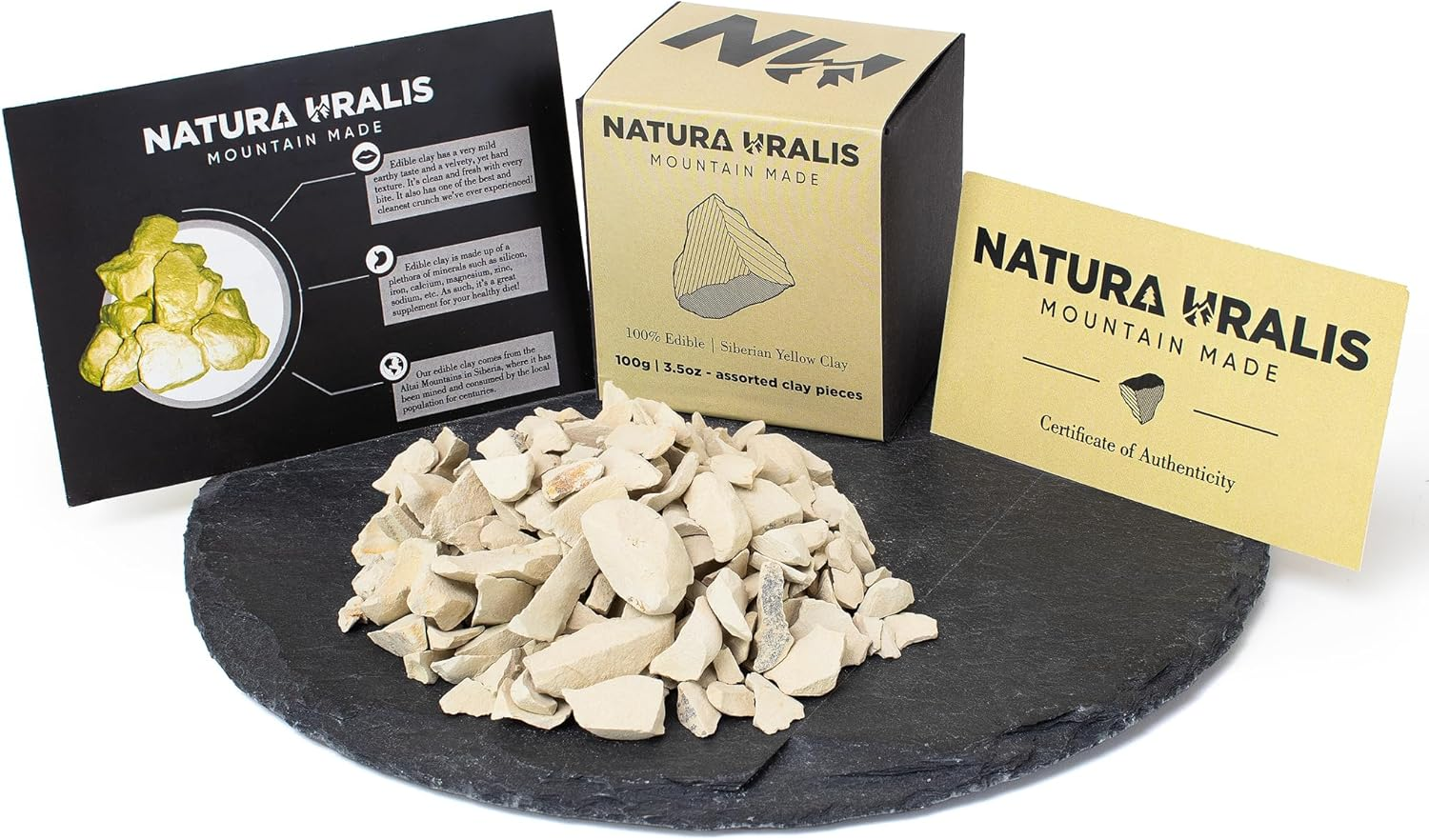 Natura Uralis Siberian Yellow Clay | 100G of Natural Yellow Clay, Pastel to Golden Yellow - Amazing Crunch, Satisfying Earthy, Velvety and Firm Texture, ASMR Sensation image number 4