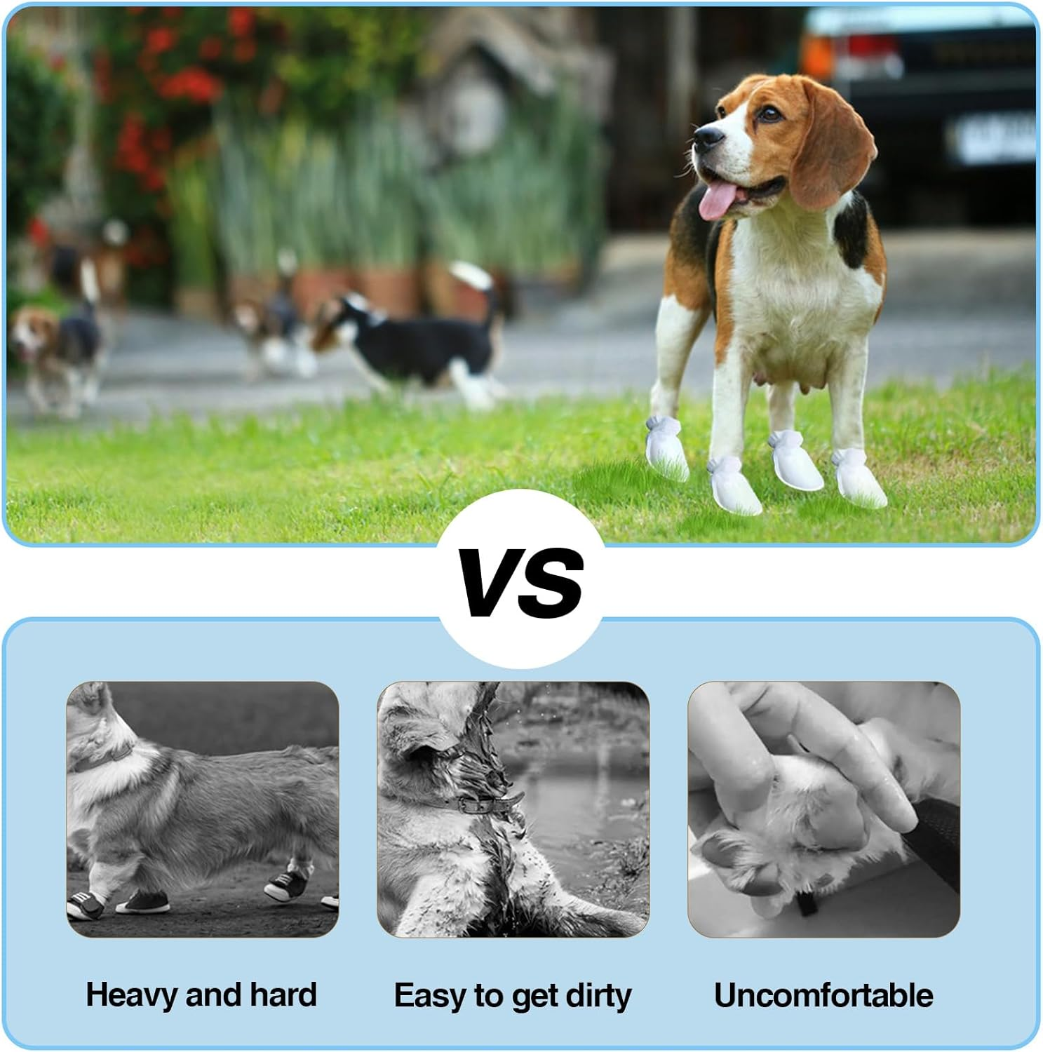 Disposable Dog Shoes for Small Dogs, Pet Shoes with Adjustable Adhesive Bandage, Dog Shoes and Paw Protection, 20 Pieces (L) image number 6