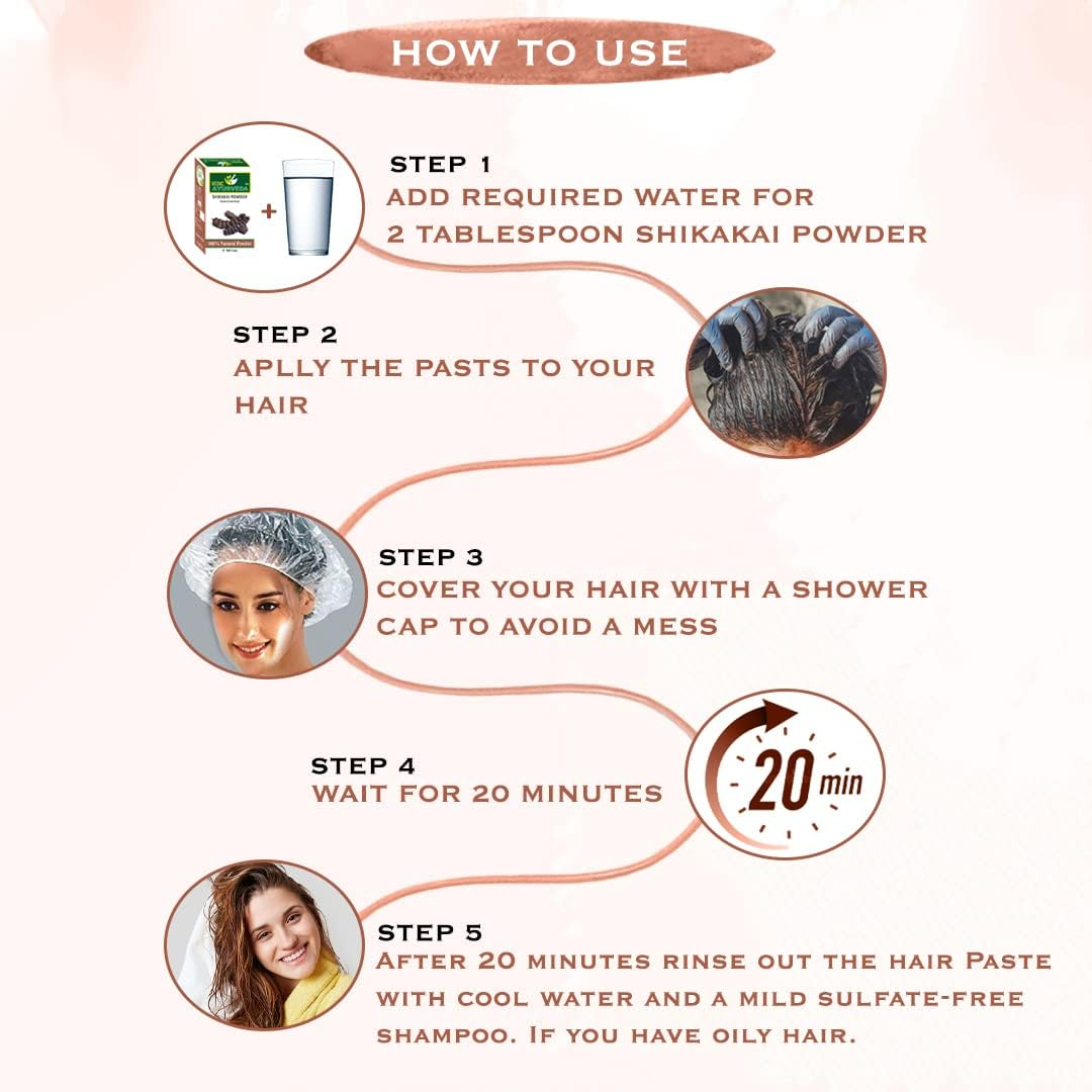 VEDICAYURVEDA Shikakai Powder- Bio Organic and Natural 100% Pure Shikakai Powder for Hair Care & Hair Conditioning-Pack of 1-(100GM)/ Complete Organic and Herbal Hair Care image number 3