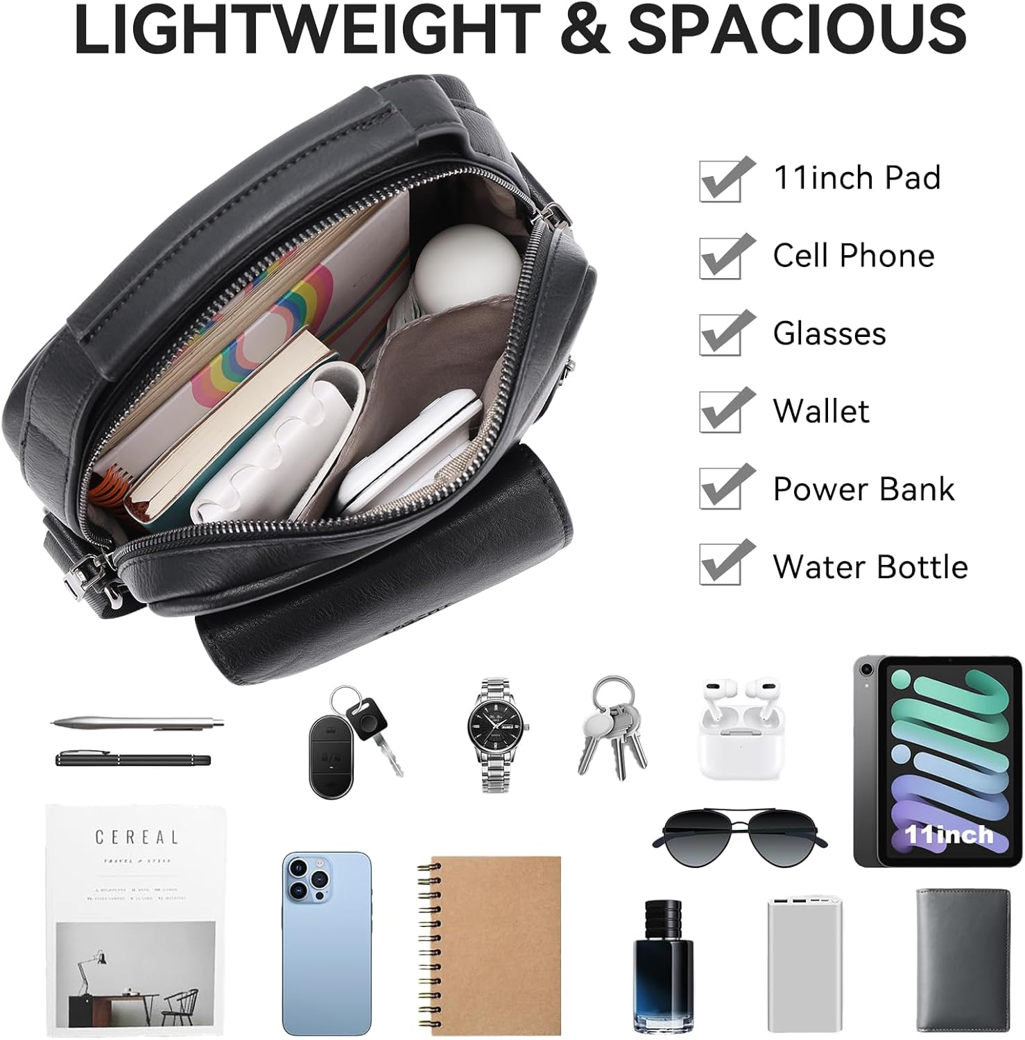 VASCHY Messenger Bag for Men, Vintage Small Vegan Leather Crossbody Handbag Shoulder Sling Side Bag for Casual, Work - Coffee image number 7