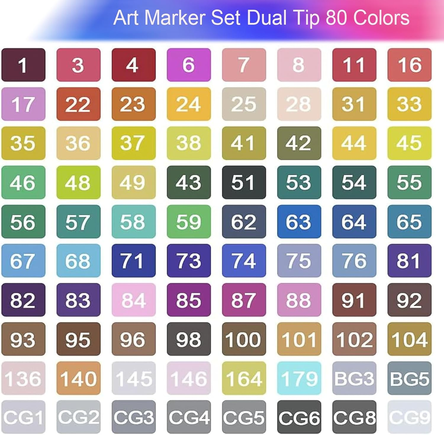 Misitti 80 Colors Alcohol Markers Artist Drawing Art Dual Tip Markers Perfect for Kids Boys Girls Students Adult(Black Shell)