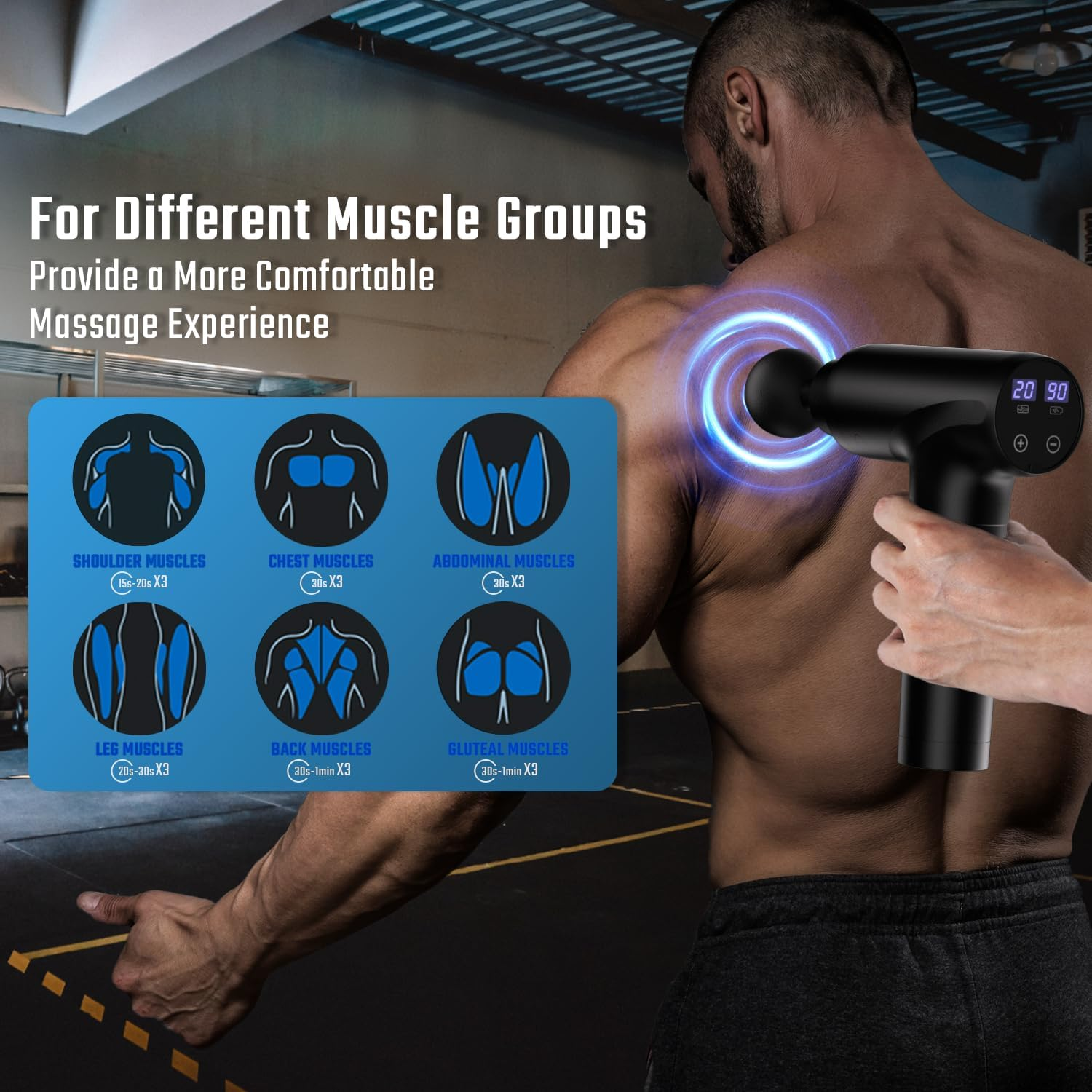 Massage Gun, Muscle Massage Gun Deep Tissue Back Massager for Pain Relief, 20 Speeds Handheld Electric Massager Tool with Silent Brushless Motor, Suitable for Gym Office Home Travel image number 4