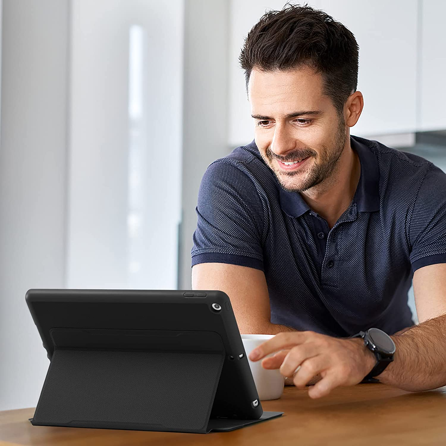 Witzon Ipad 9Th Generation Cover, Ipad Case 10.2 Inch 2021/2020/2019 with Pencil Holder, PU Leather Auto Wake/Sleep Shockproof Protective Smart Case for Apple Ipad 9Th/8Th/7Th Gen - Black(No Keyboard) image number 4