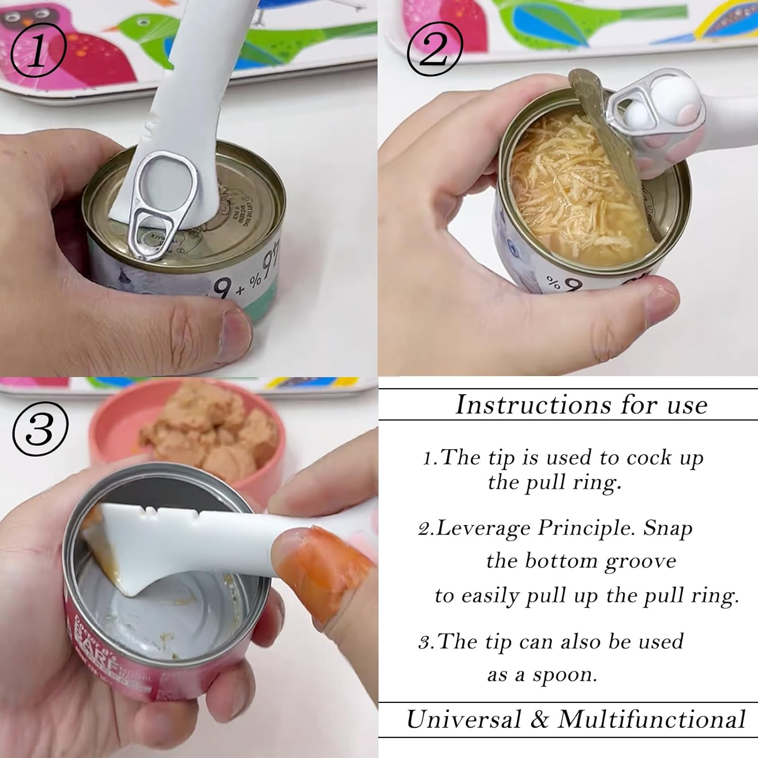 3 Pcs Pet Food Can Lids & Spoon | Cute Paw Shape Opener Spatula | Universal BPA Free Silicone Covers for Dog Cat Cans (Pink) - Dark Blue image number 5