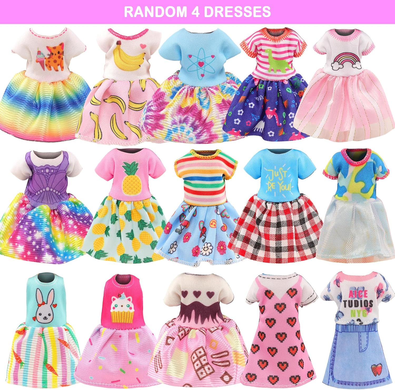 Barwa 8 Clothes Dresses + 2 PCS Shoes +2 PCS Glasses + 15 Accessories for 6 Inch Girl Doll image number 4