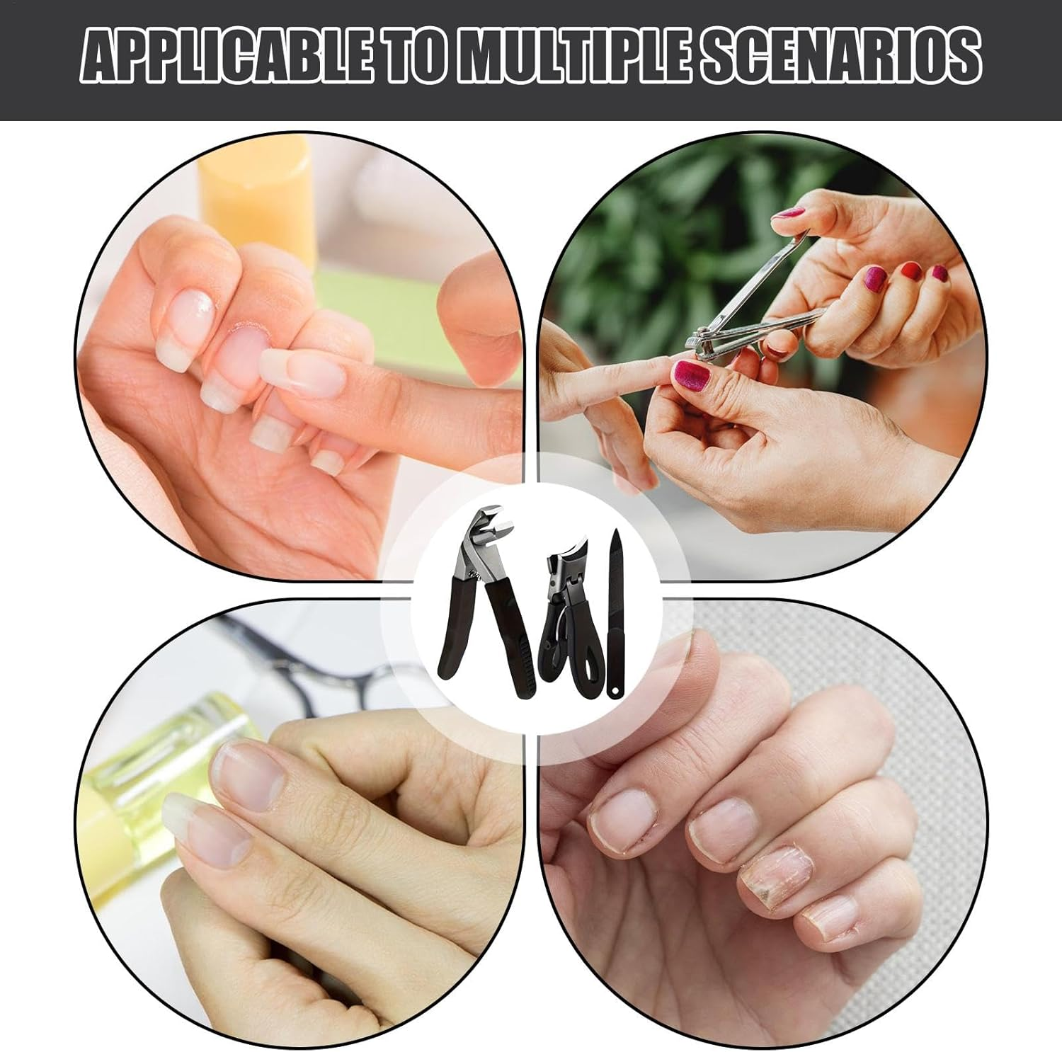 Nail Cutters Set - Wide Opening Nail Cutter with Nail File,3X Heavy Duty Pointed Nail Cutters, Stainless Steel Nail Tools for Men, Women image number 3