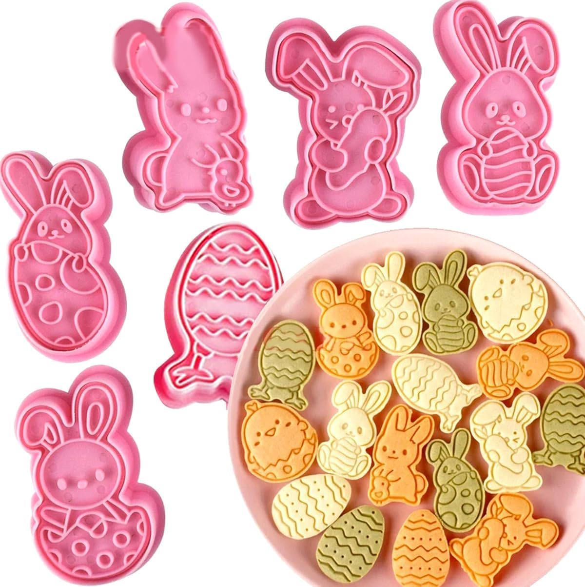 Animals Cookie Cutters, 8 Styles Holiday Biscuit Fondant Cookie Cutters Cartoon Party Decorations Supplies Favor, Eggs Bunny Cookie Cutter Mold Embossed for Kitchen Baking Tools (Style B) image number 3