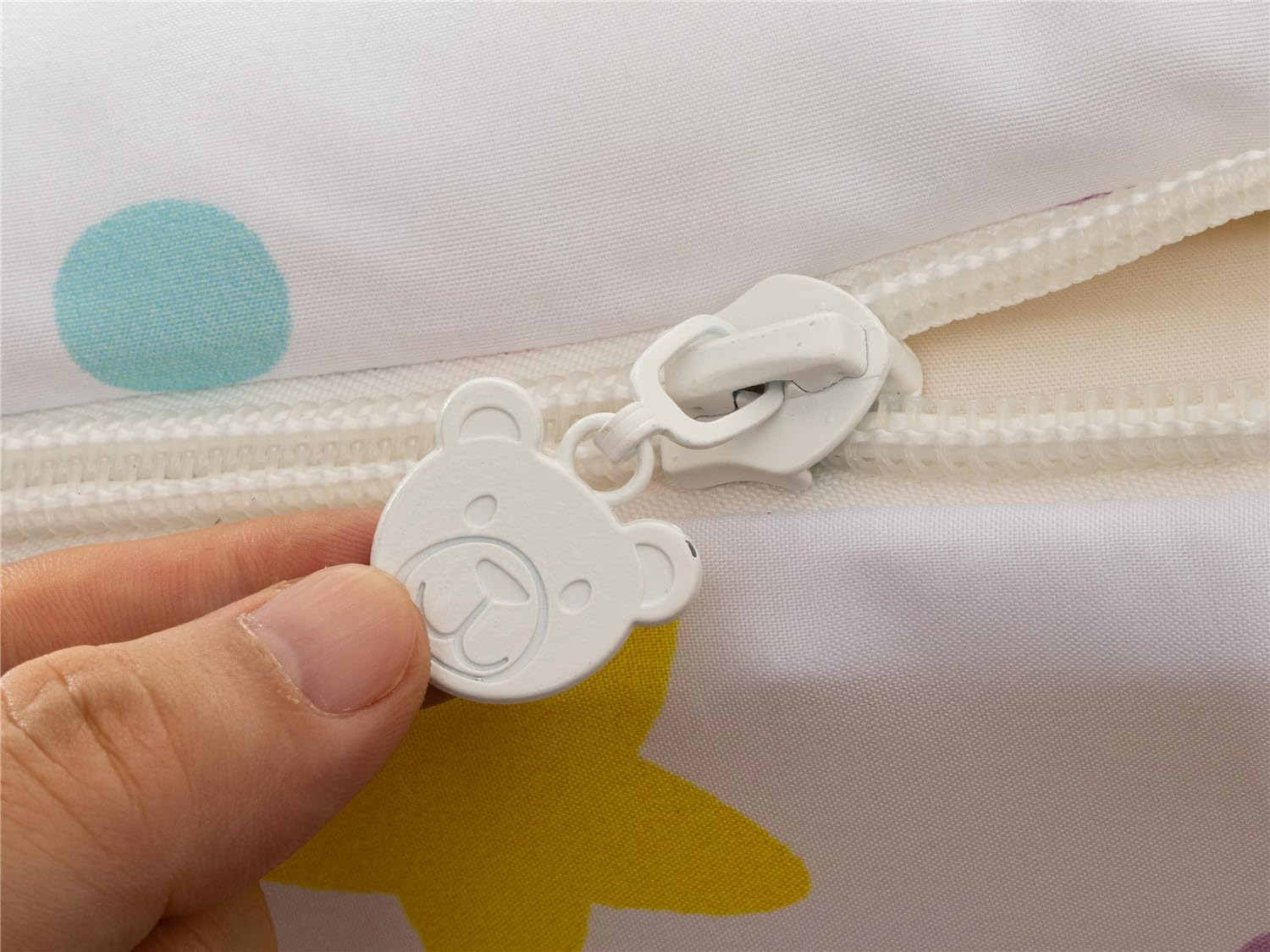 NTBED Rainbow Sun Printed Zipper Bedding Sets Twin for Kids Girls Lightweight Microfiber Comforter Set with Fitted Sheet Pillow Covers,White