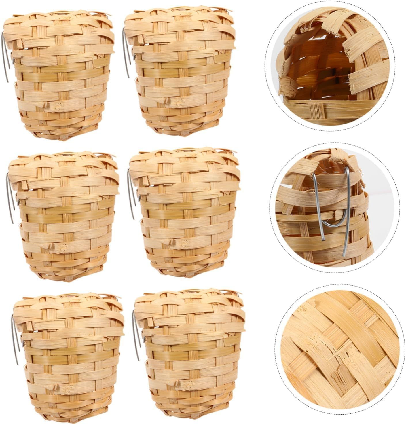 Limcryspp 6Pieces Handmade Bamboo Nest Resting Place, Bird House Creativity, Bird Nest Swallow Weaving, Bird House Grass Bird House Hand-Woven Bird Garden, Bird House image number 4