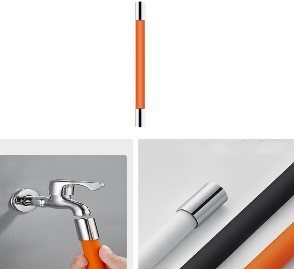 Changyeah 20 Cm Flexible Water Tap Extender, 360&deg; Free Rotating Foaming Splash-Proof Sink Hose,Multipurpose Connector Kitchen Faucet Extender Kit (Orange) image number 3
