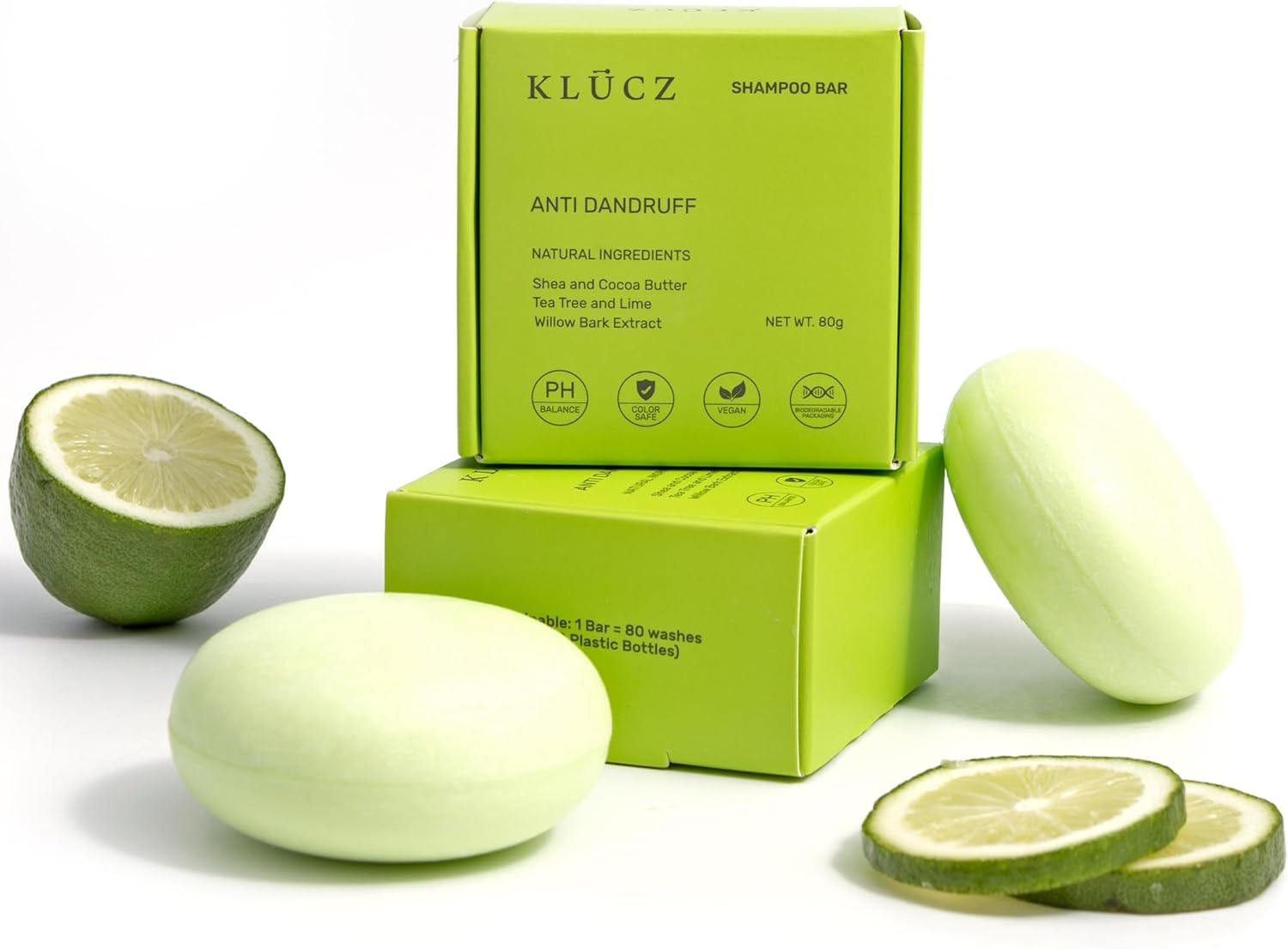 KLUCZ anti Dandruff Tea Tree Oil and Lime Shampoo Bar 80G image number 2
