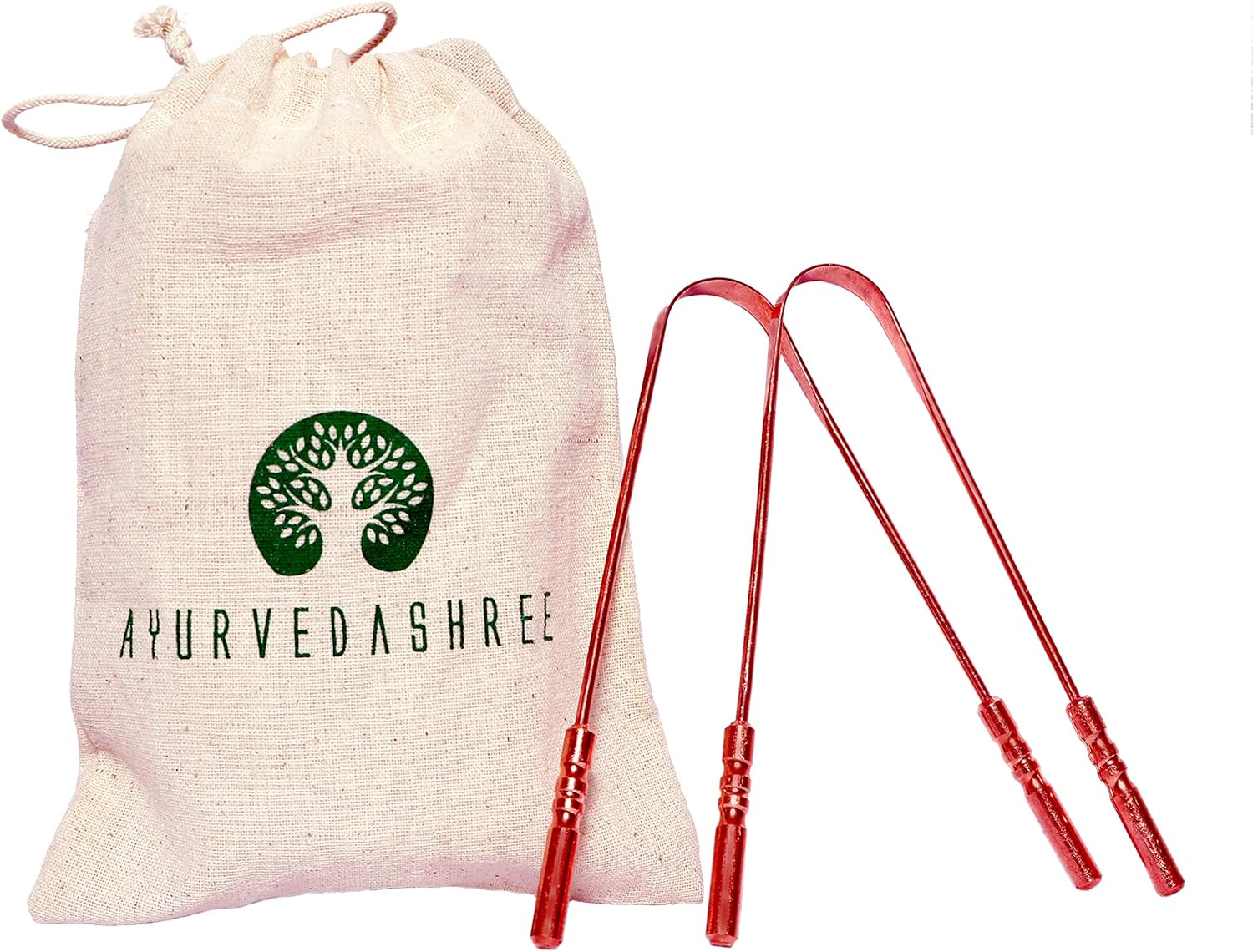 AYURVEDASHREE Copper Tongue Cleaners with Comfort Grip Premium Grade Pure Copper 2 Tongue Scraper with 1 Travel & Storage Bag