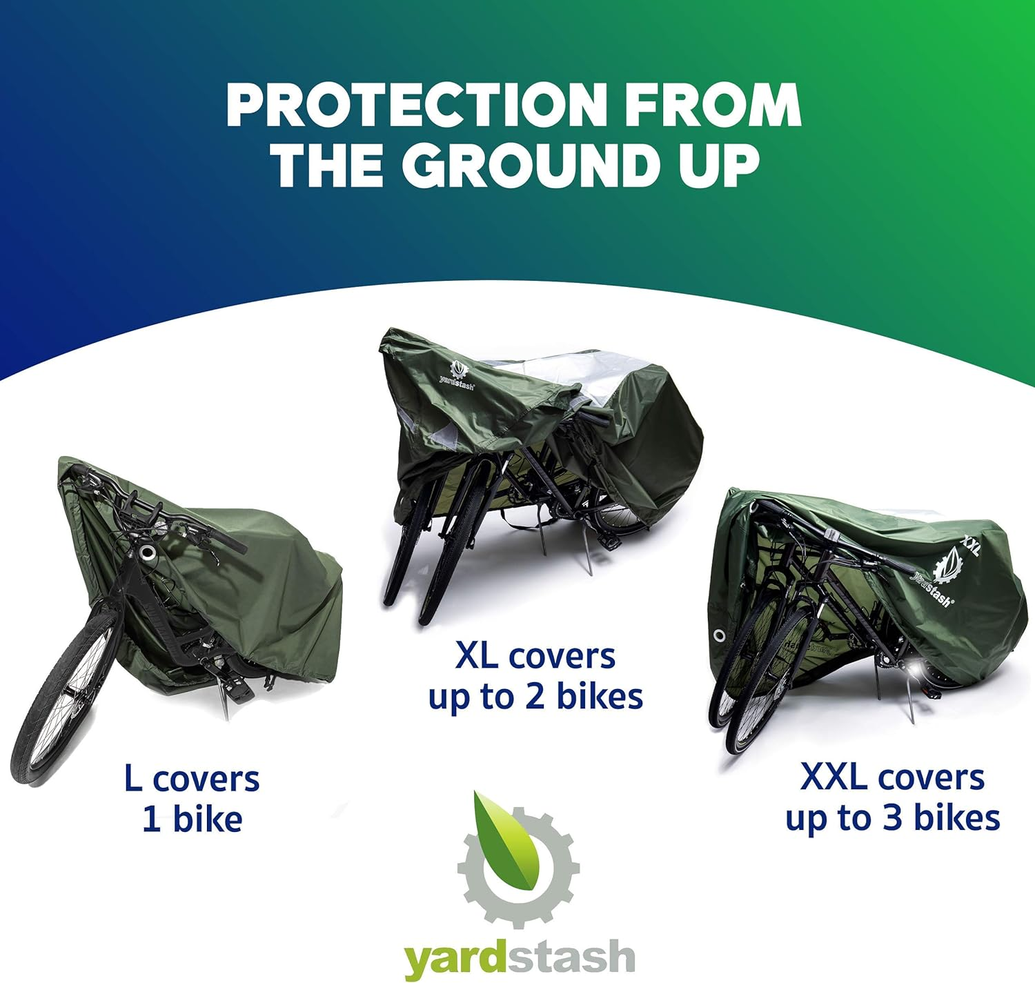 Yardstash Bike Cover &ndash; XXL Reflective Bicycle Covers for outside Storage - Waterproof & Weatherproof Garden Tarp Shelters for Bikes, Trikes, 29Ers, and Electric Bicycles &ndash; Green image number 1