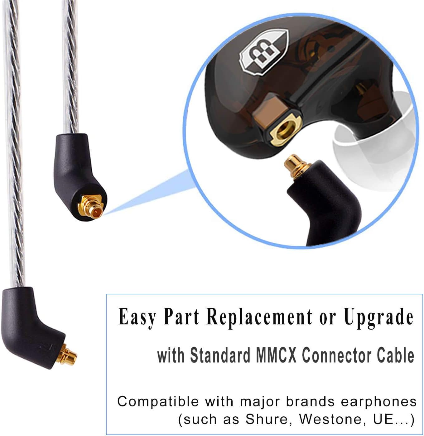 BASN In-Ear Headphones Flexible Universal-Fit in Ear Earbuds Noise Isolating In-Ear Monitors Headphone with Detachable Cables Brown - Brown image number 3