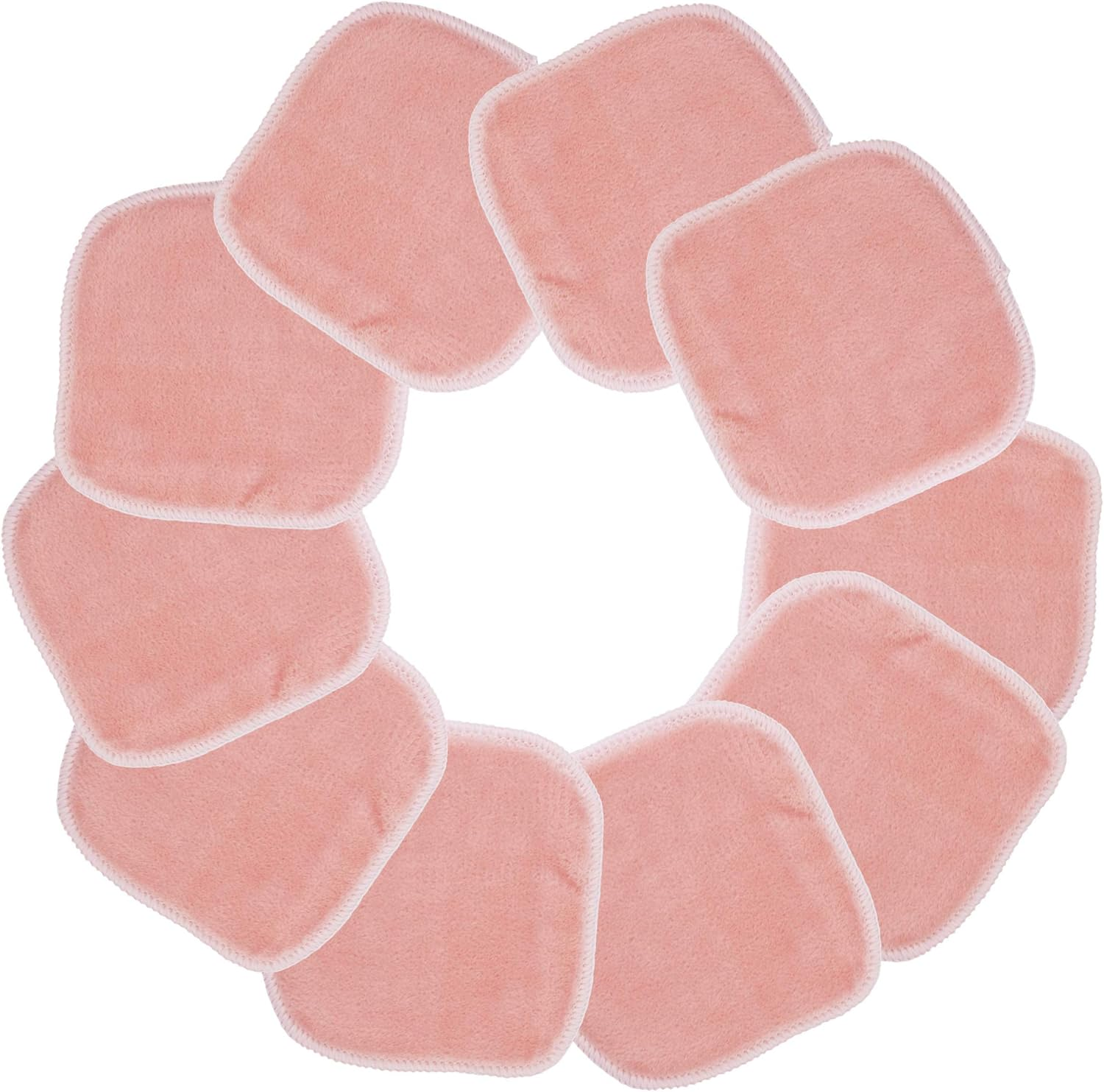 Polyte Premium Hypoallergenic Microfiber Fleece Makeup Remover and Facial Cleansing Cloth, 5 X 5 In, 10 Pack (Light Coral)