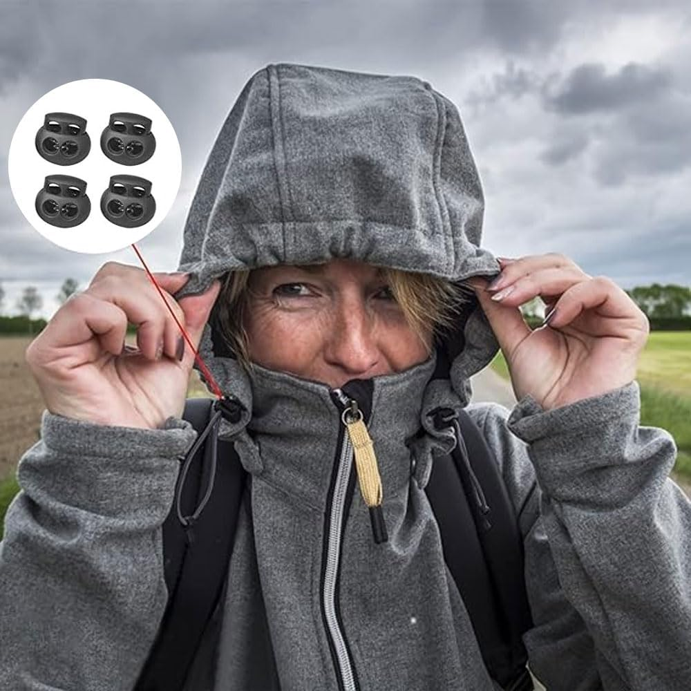 20 Pcs Plastic Cord Locks, Toggle Cord Stopper Locks End Drawstring Spring Loaded with Hole Button image number 3