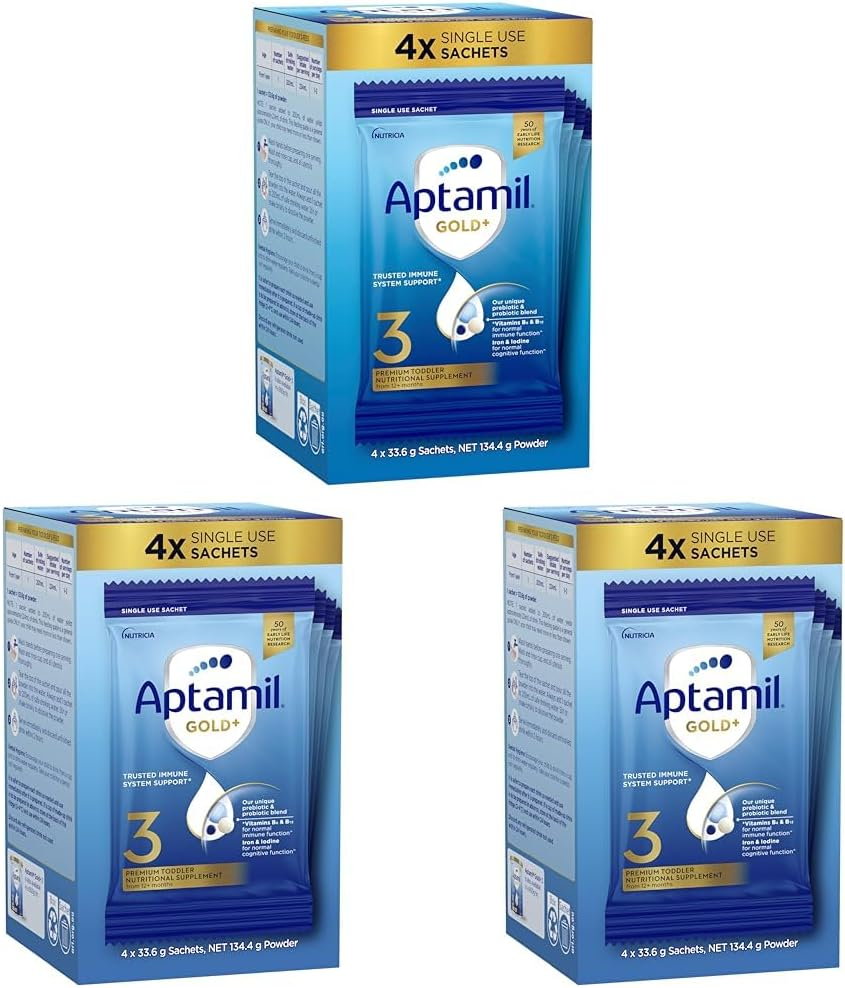 Aptamil Gold+ 3 Premium Toddler Milk Drink, Rich in Essentials Vitamins and Minerals, Toddler Formula with Probiotic & Prebiotic, Easy to Prepare, from 1 Year, Powder Sachets, Easy to Carry on the Go, Pack of 15 image number 5