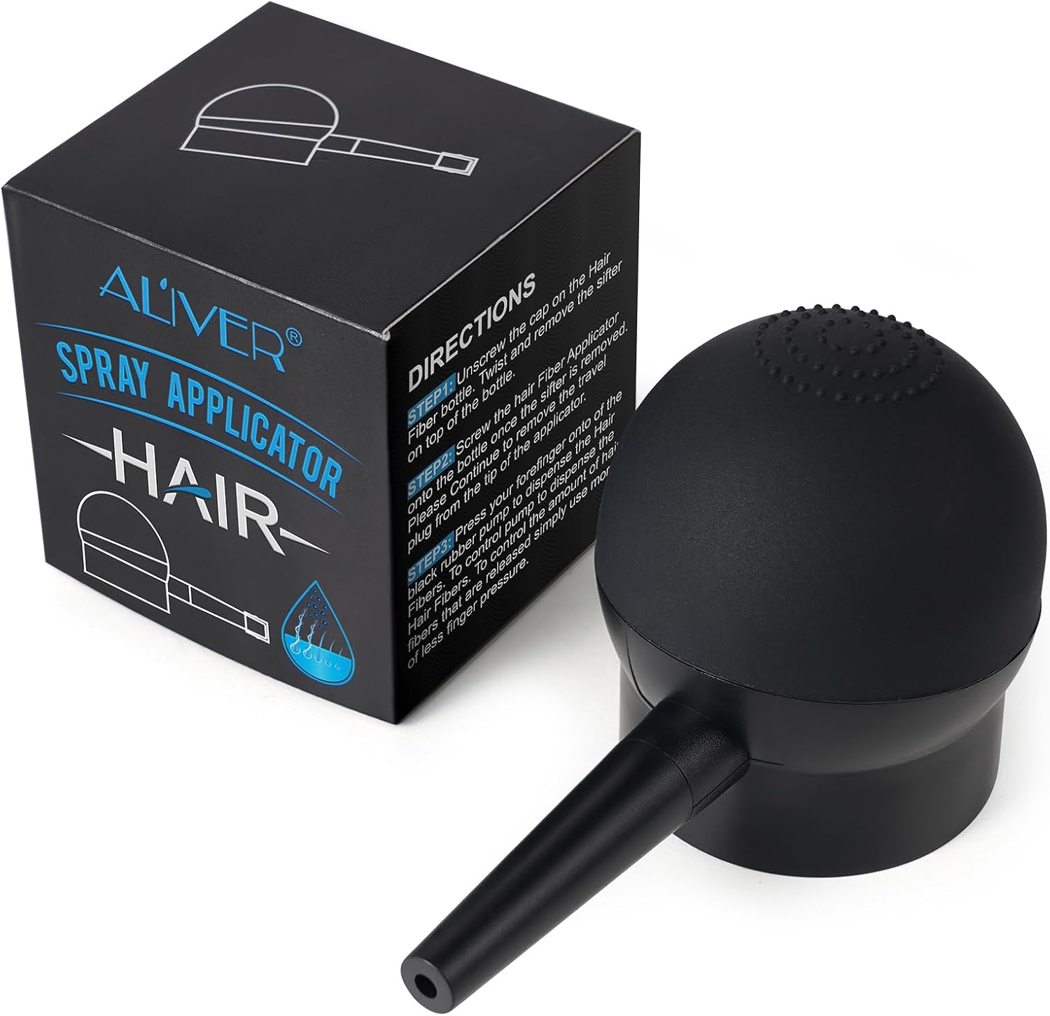 Aliver Hair Fiber Applicator Pump Spray Nozzle, Optimizer Hair Building Fibers for Thinning Hair, Precision Application, Even Distribution,Less Mess, Enhanced Control, Convenience, Black image number 2