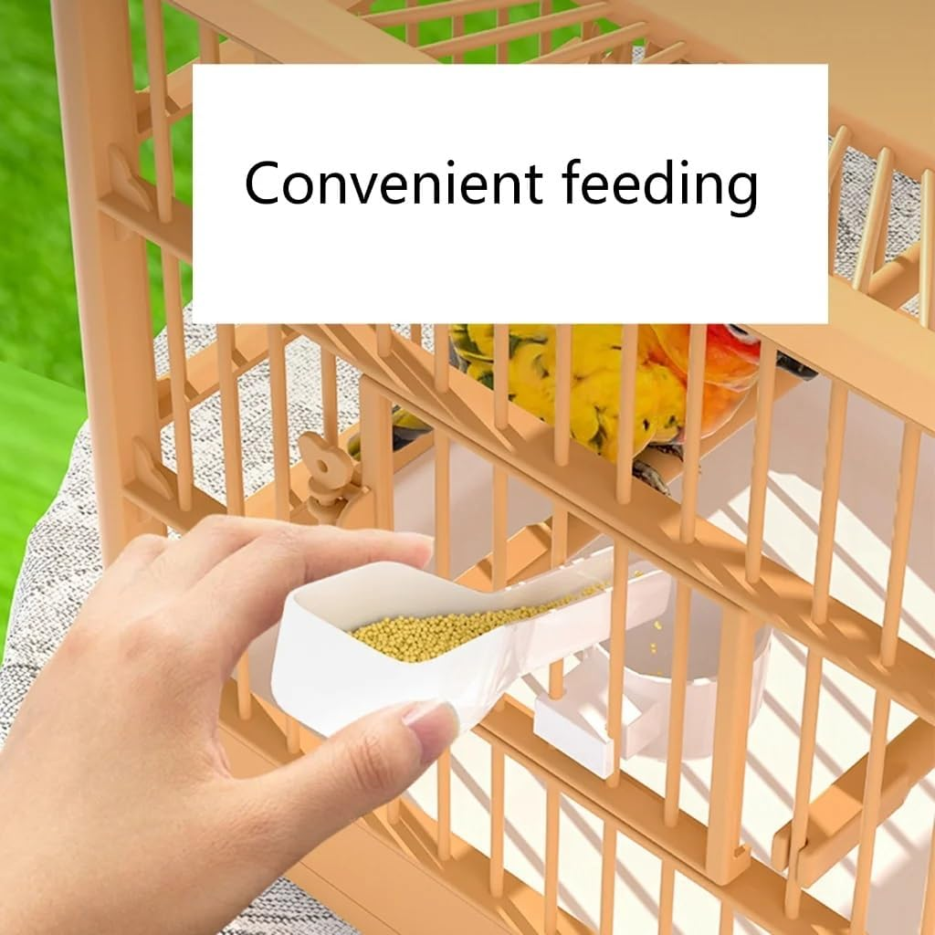 Parrot Cage, Portable Birdcage with Stand for Parrots, with Feeder Plastic Hanging Bird House Carrier, Foldable Pet House Cage, Lightweight Travel Cage with Detachable Tray Hook Handle, Orange image number 3