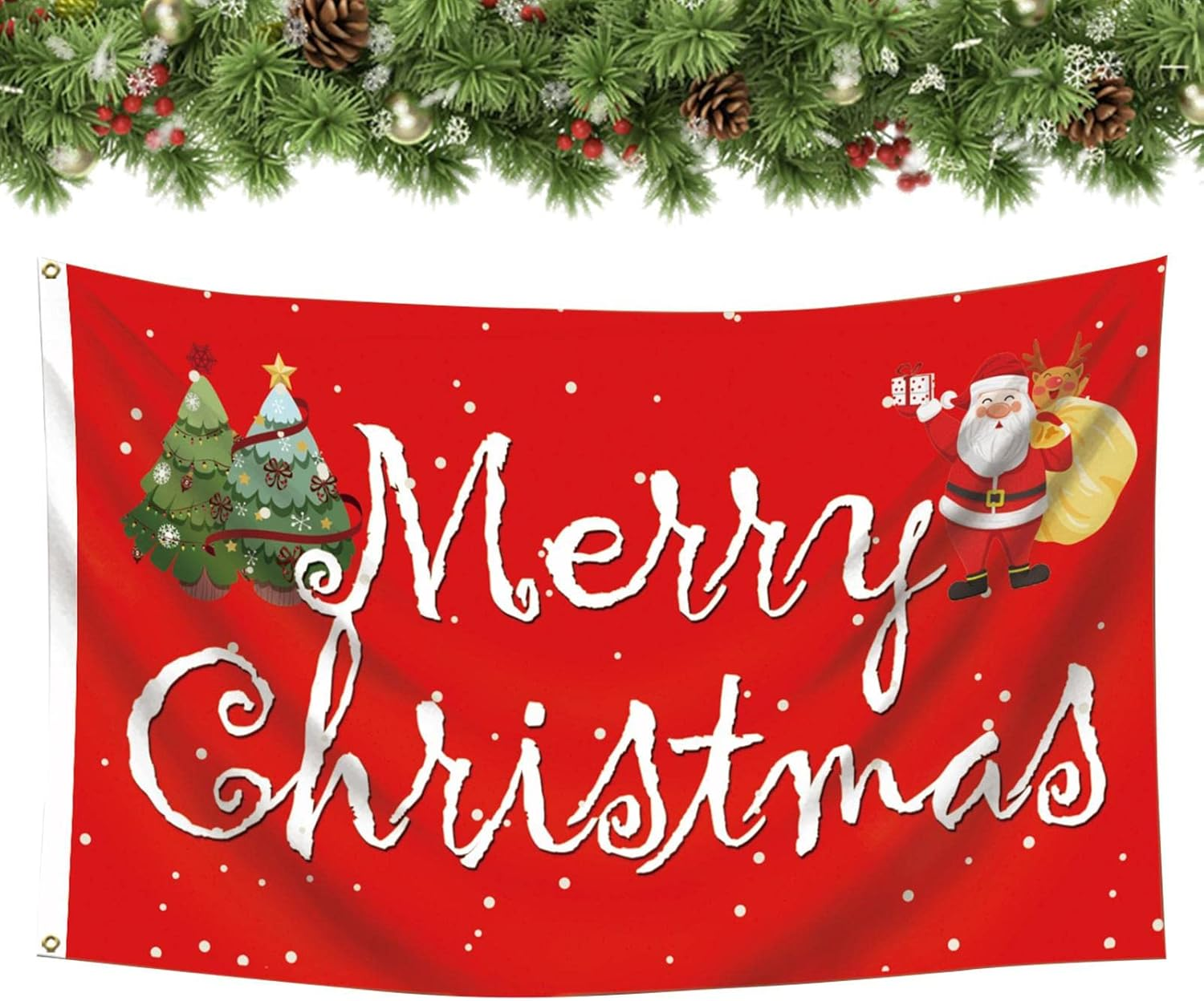 Merry Flag - Outdoor Flags Double-Sided Merry 3X5Ft - Winter Flag Festival Banners Wear-Resistant Flags for Gardens Lawns Patios Yards Balconies Mumiao image number 1