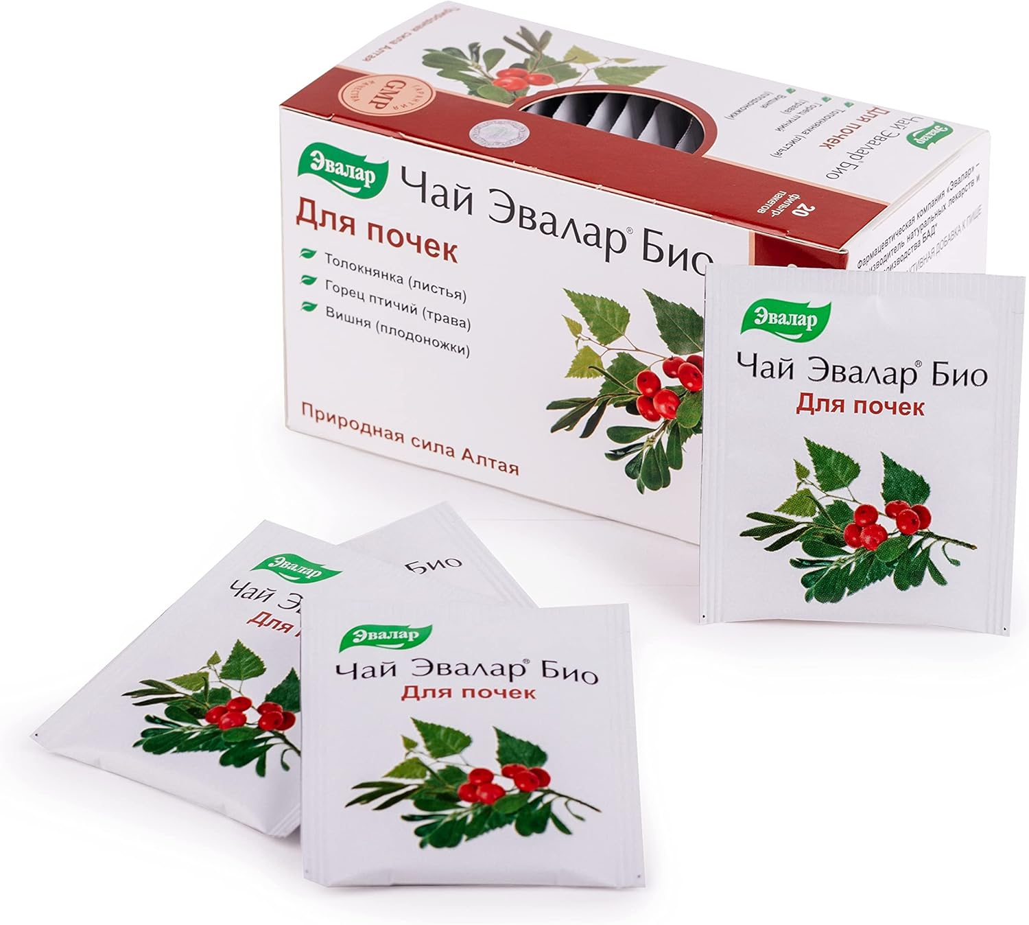 Bearberry Knotweed Cherry Evalar Tea Altai Siberia 20 Tea Bags Herbal Mix