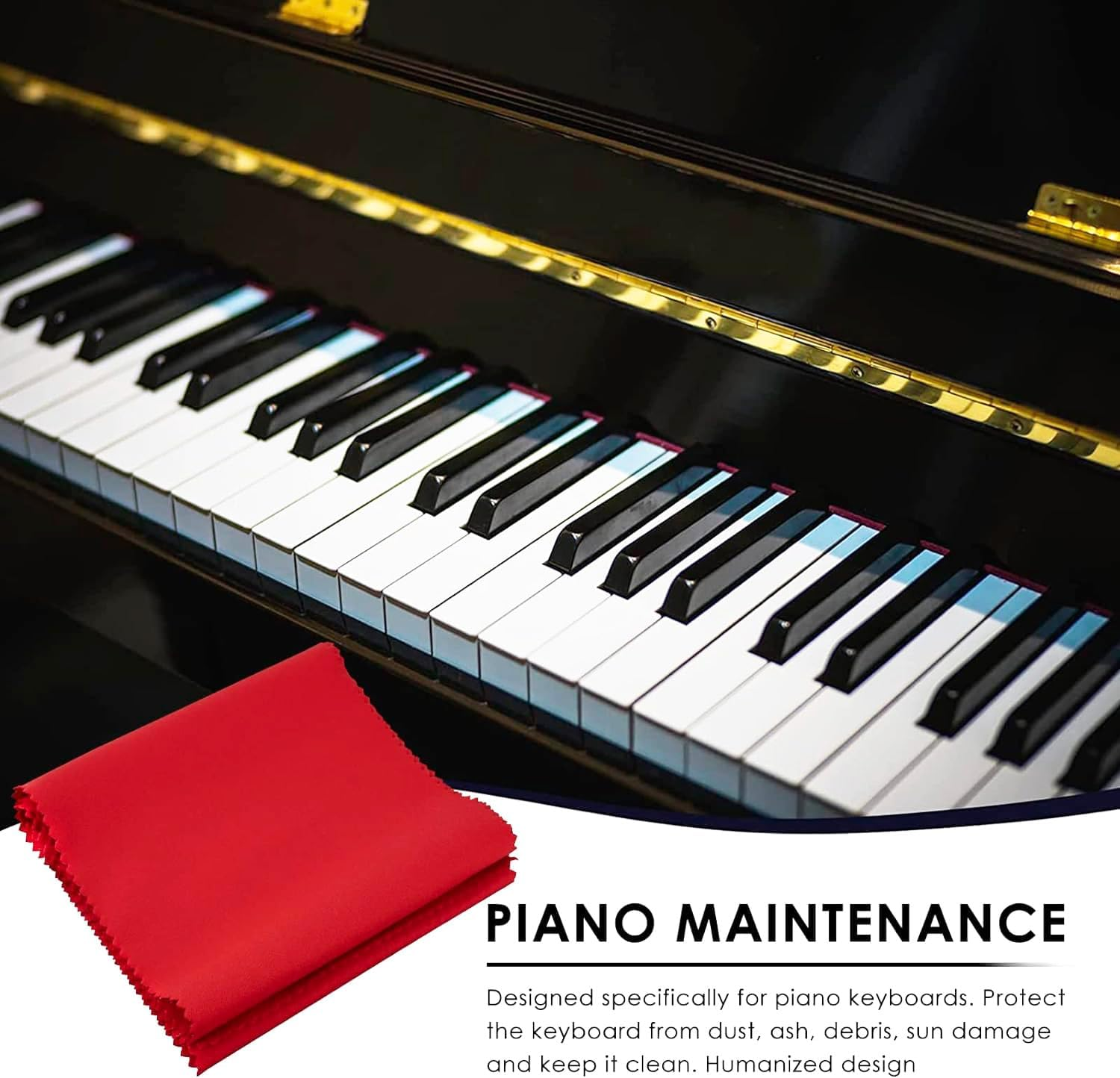 【The Best Deal】Soft Red Piano Keyboard Dust Cover, 88 Keys Protective Cover Cloth 50 * 6 Inch Washable Dust Dirt Scratch Wear Proof Key Cover for Electronic Keyboard, Digital Piano Cleaning Care