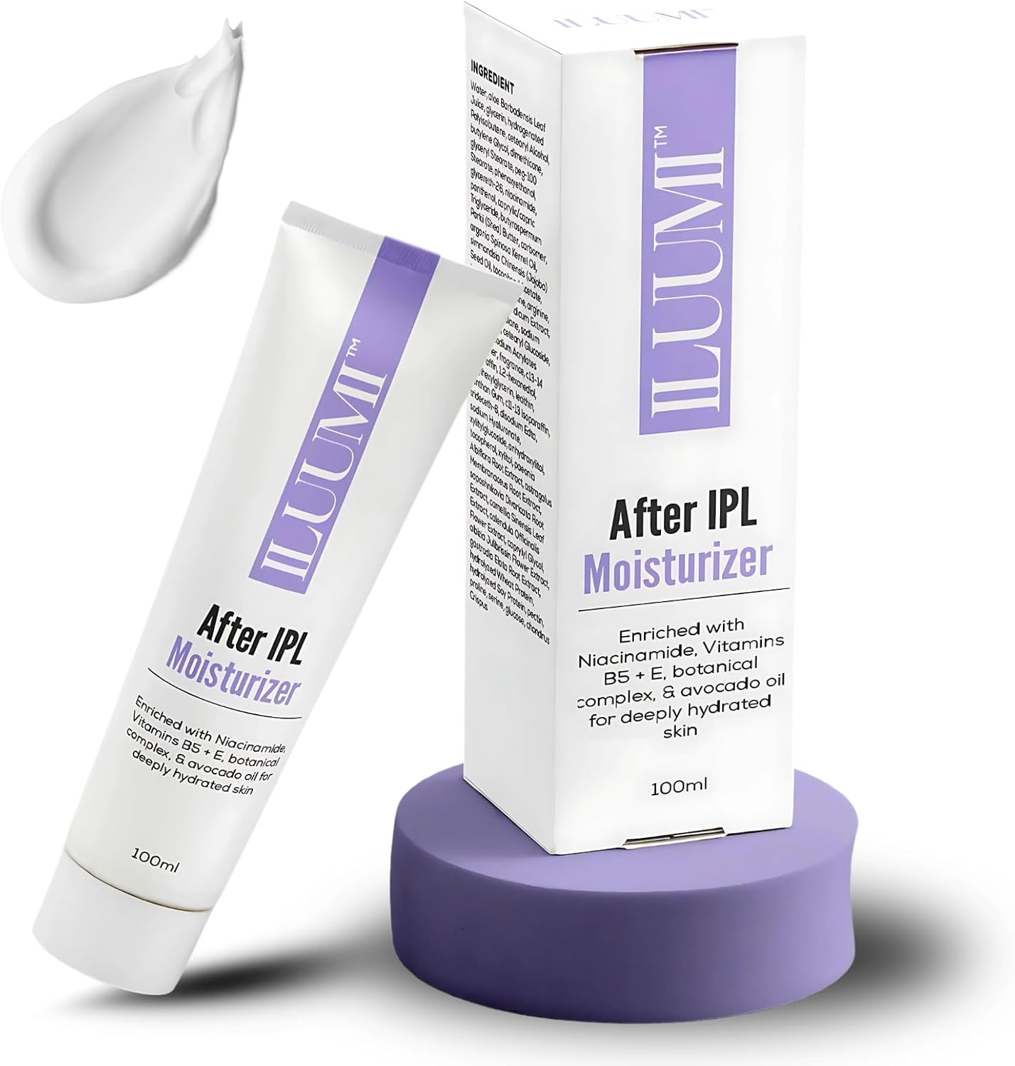 ILUUMI Soothing after IPL Cream, Cooling Moisturiser for Post Laser/Ipl Hair Removal, Aloe Vera & Natural Extracts, Hydrating Skin Repair Moisturiser for Women& Men, Face & Body Use, 100Ml/3.38 Fl Oz. image number 3