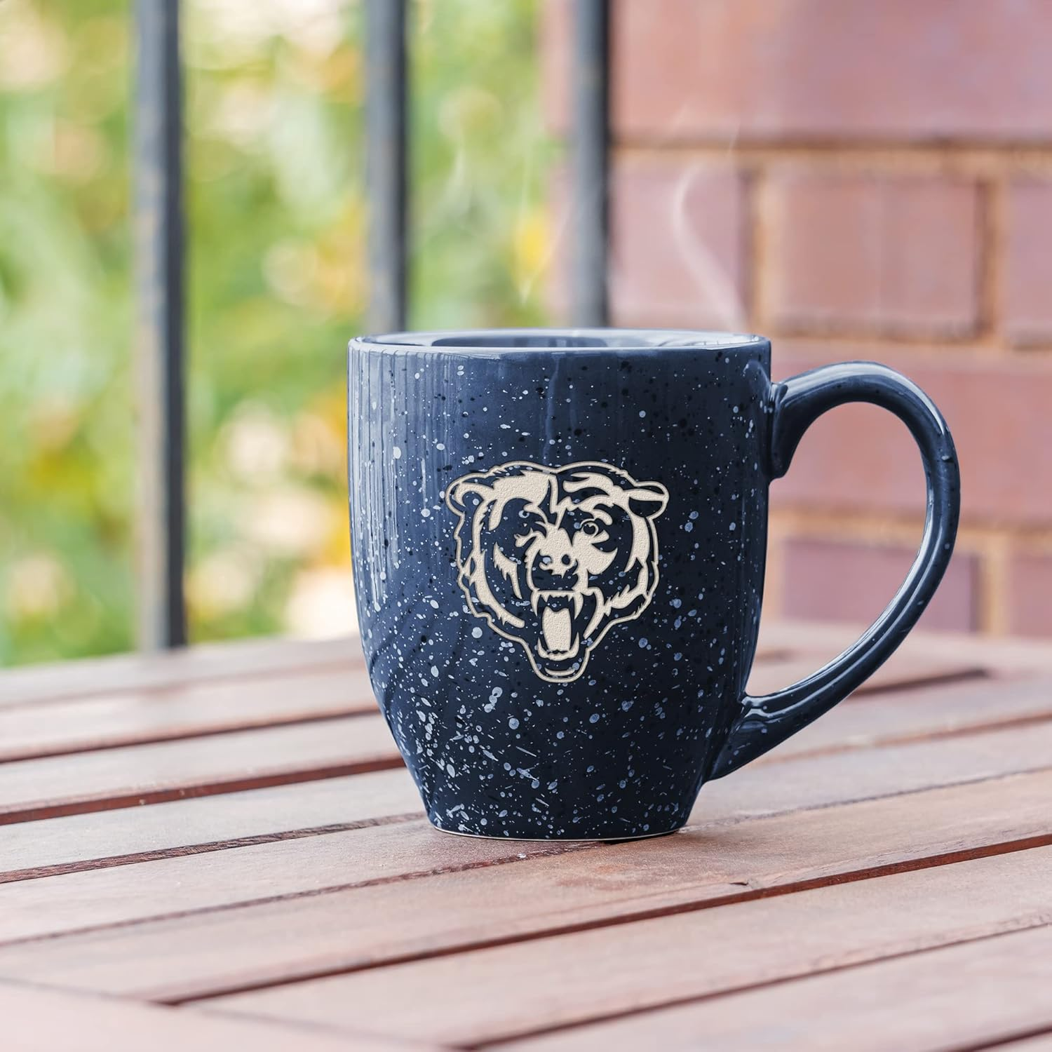 Rico Industries NFL Football Chicago Bears Alternate 16 Oz Team Color Laser Engraved Speckled Ceramic Coffee Mug image number 2