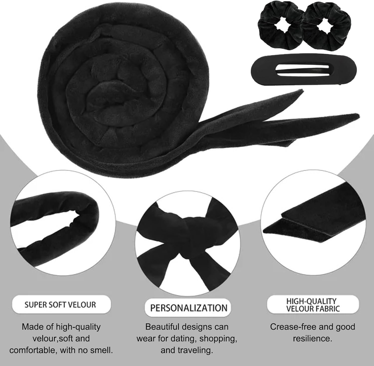 TYXHXTF Satin Curls without Heat, Heatless Curls Band Curlers Overnight with Double Layer Hood Overnight Curls DIY Hair Curler Rollers for Women and Girls, Long Hair image number 5