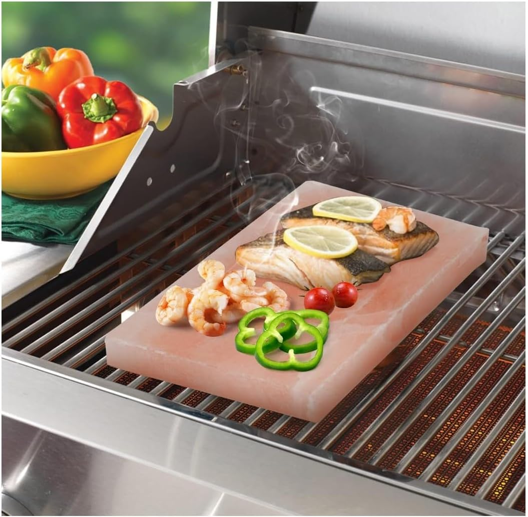 Himalayan Salt Plate Steel with Holder Set, Outdoor BBQ Himalayan Salt Block for Grilling Searing Chilling Cutting Seasoning & Serving image number 6