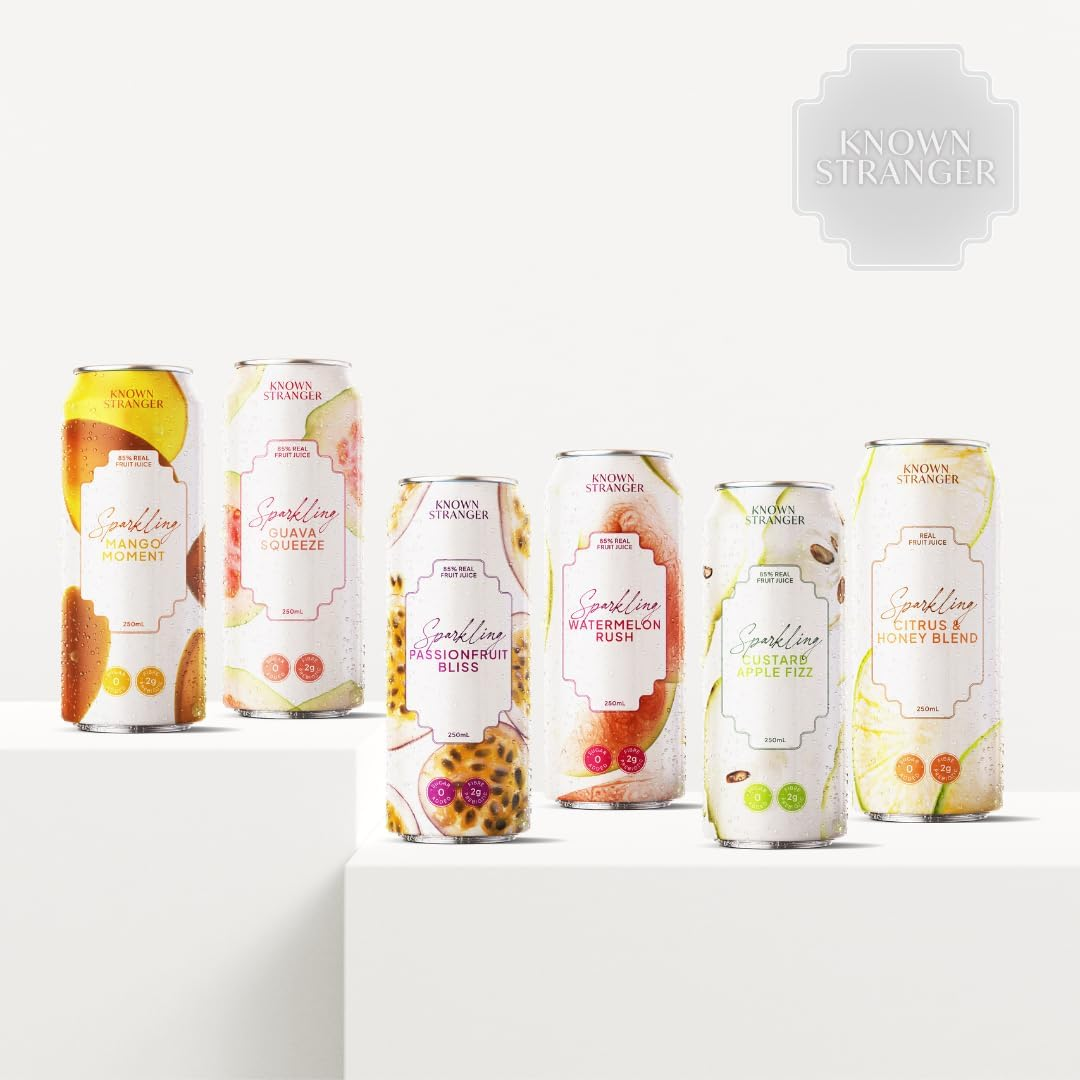 Known Stranger Prebiotic Sparkling Juice | Mixed Pack | 24 X 250Ml Can. 6 Flavours X 4 Cans Each, Guava Squeeze, Passionfruit Bliss, Mango Moment, Watermelon Rush, Custard Apple Fizz, Citrus & Honey image number 4