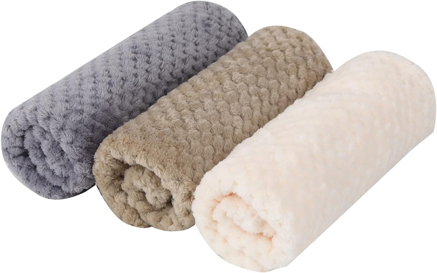 Fluffy Dog Blanket 3 Pcs Flannel 45X65Cm Washable Cat Soft and Warm Pet Blankets for Rabbits Dogs Small, Sofa, Car, Travel, Keep Pets (Khaki, White, Grey) image number 4