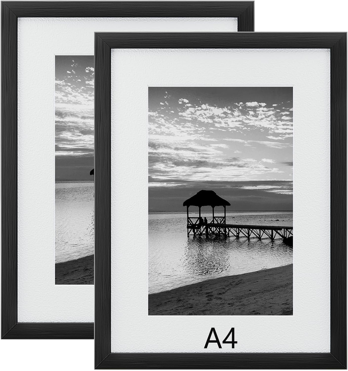 A4 Picture Photo Frames Set of 2, Versatile Shatterproof Photo Posters Certificates Frame for Home Store Office, Wall Horizontal Vertical Display, Black image number 4