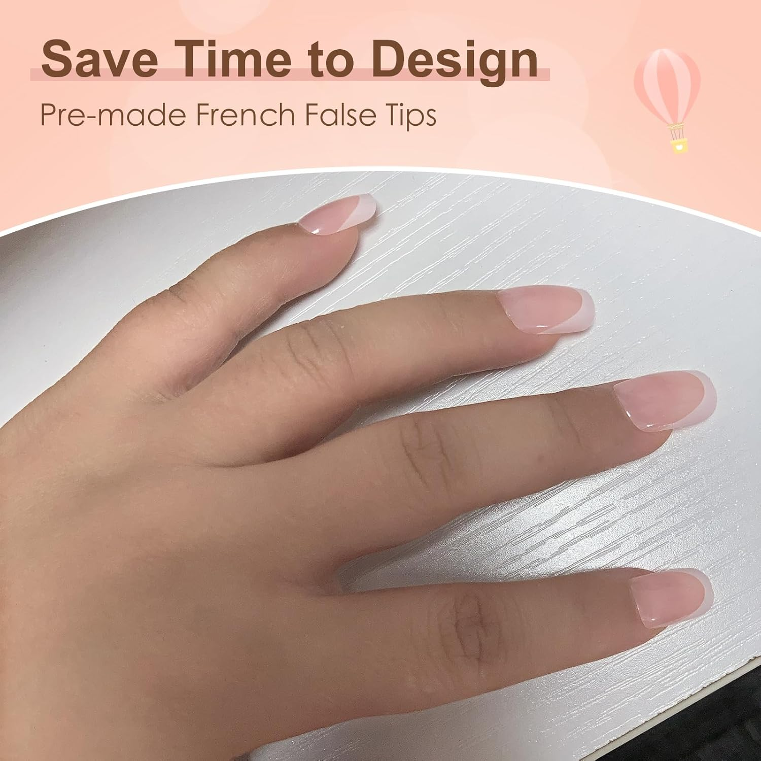 ZAHRVIA Press on Nails, Jelly Pink Short Square False Nail Glossy-120 Pcs Fake Nails French Tip Glue on Nail Art Manicure (Square Short Round) - Gradient Short Square image number 6