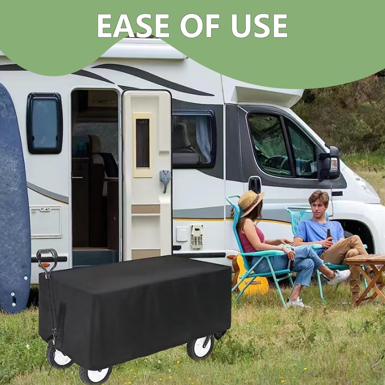 Folding Garden Cart Cover - Waterproof, Dustproof Oxford Cloth Protective Cover for Festival Wagon, Cart (97X61X56Cm)