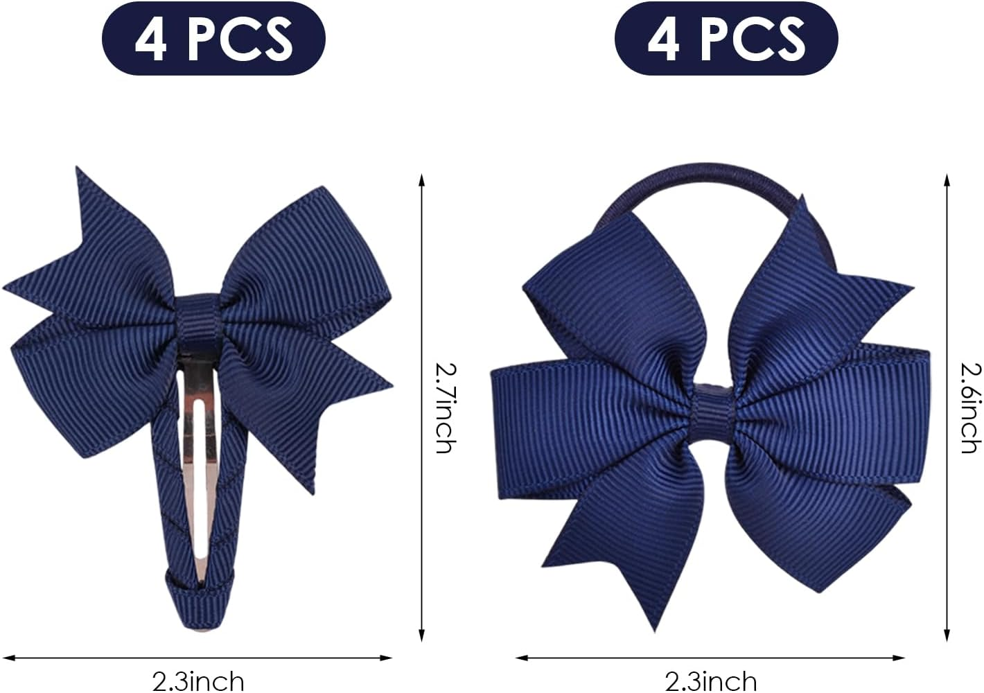 4 Navy Blue Hair Pins and 4 Hair Ropes, Blue Headpiece Set, Hair Accessories for Kids Bows, Ponytail Hair Ring Hair Band image number 1