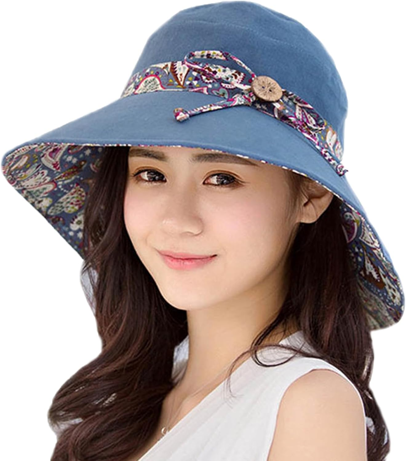 KXF Sun Hat for Women Wide Brim Summer Beach Hat with Chin Strap Foldable Bucket Hat for Travel Sun Protection