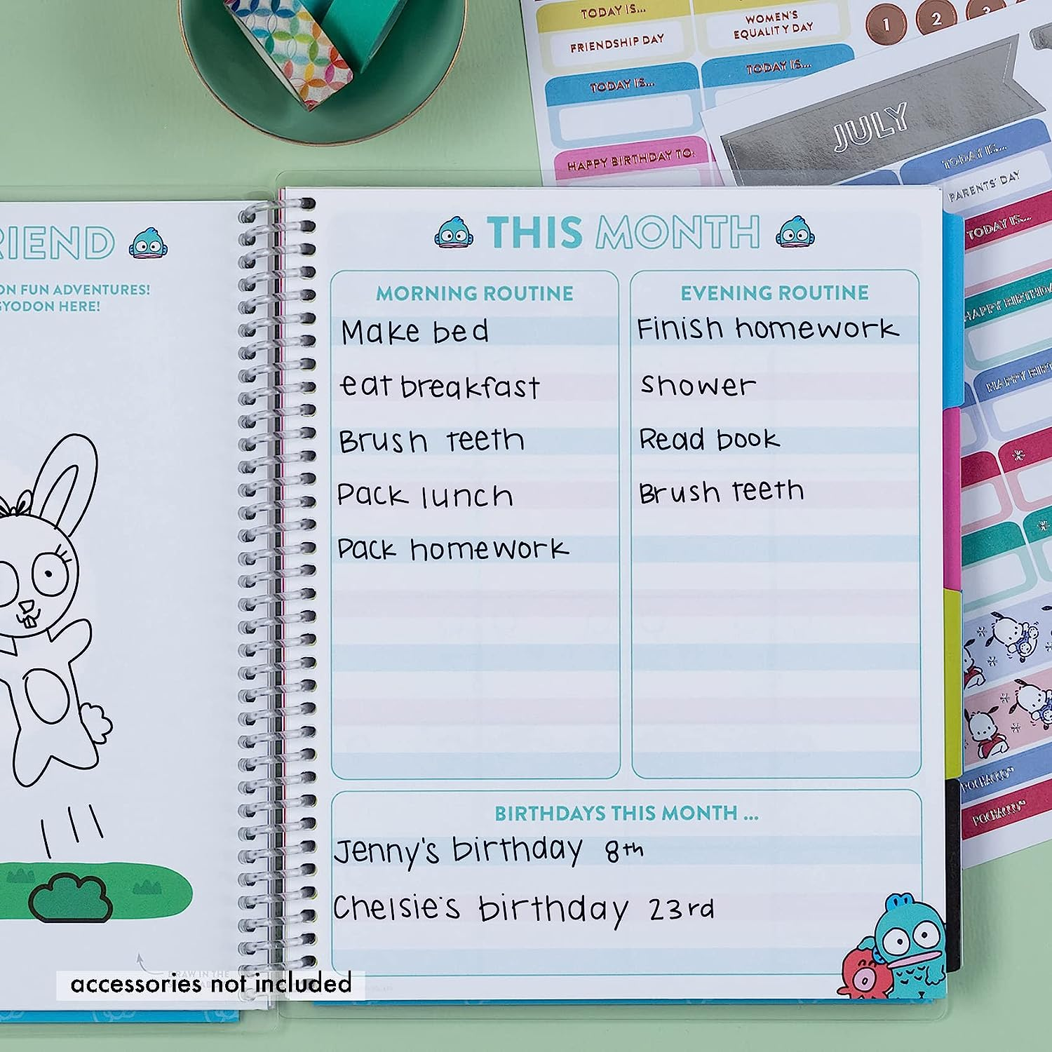 Erin Condren 7 X 9 Hello Kitty & Friends X Kids Planner & Activity Book. 12-Month Undated Planner and Activity Sheets. Cute Gender Neutral Hello Kitty Theme with Sticker Sheets Included. image number 1