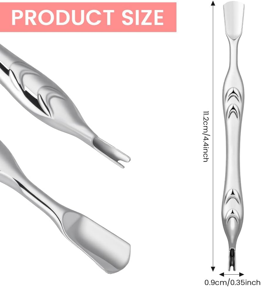 Alaoo Cuticle Pusher with Fork, 2-In-1 Stainless Steel Metal Spatula, Cuticle Pusher, Dual Ends Cuticle Fork, Professional Nail Pusher Spatula Pusher for Processing Cuticle, Manicure, Pedicure (A) image number 5