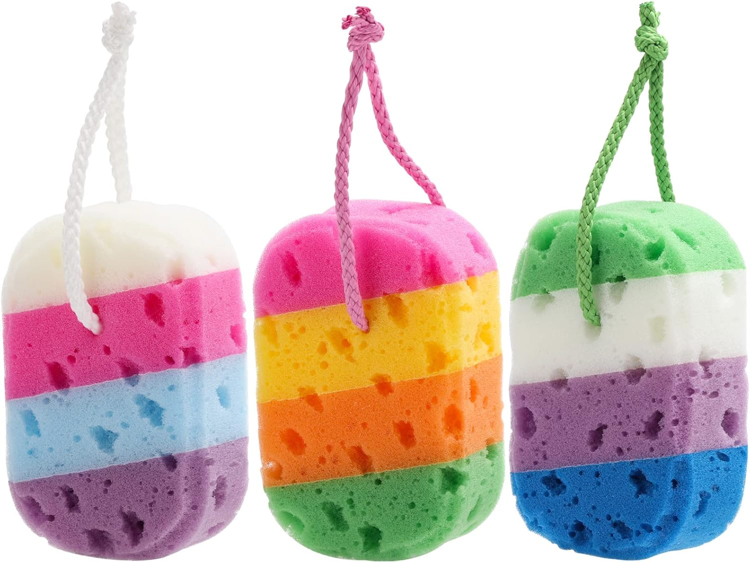 BTYMS 3 Pieces Exfoliating Bath Sponge Body Sponges Shower Loofah Soft Bathing Pouf Foam Lufa Body Scrubber image number 4