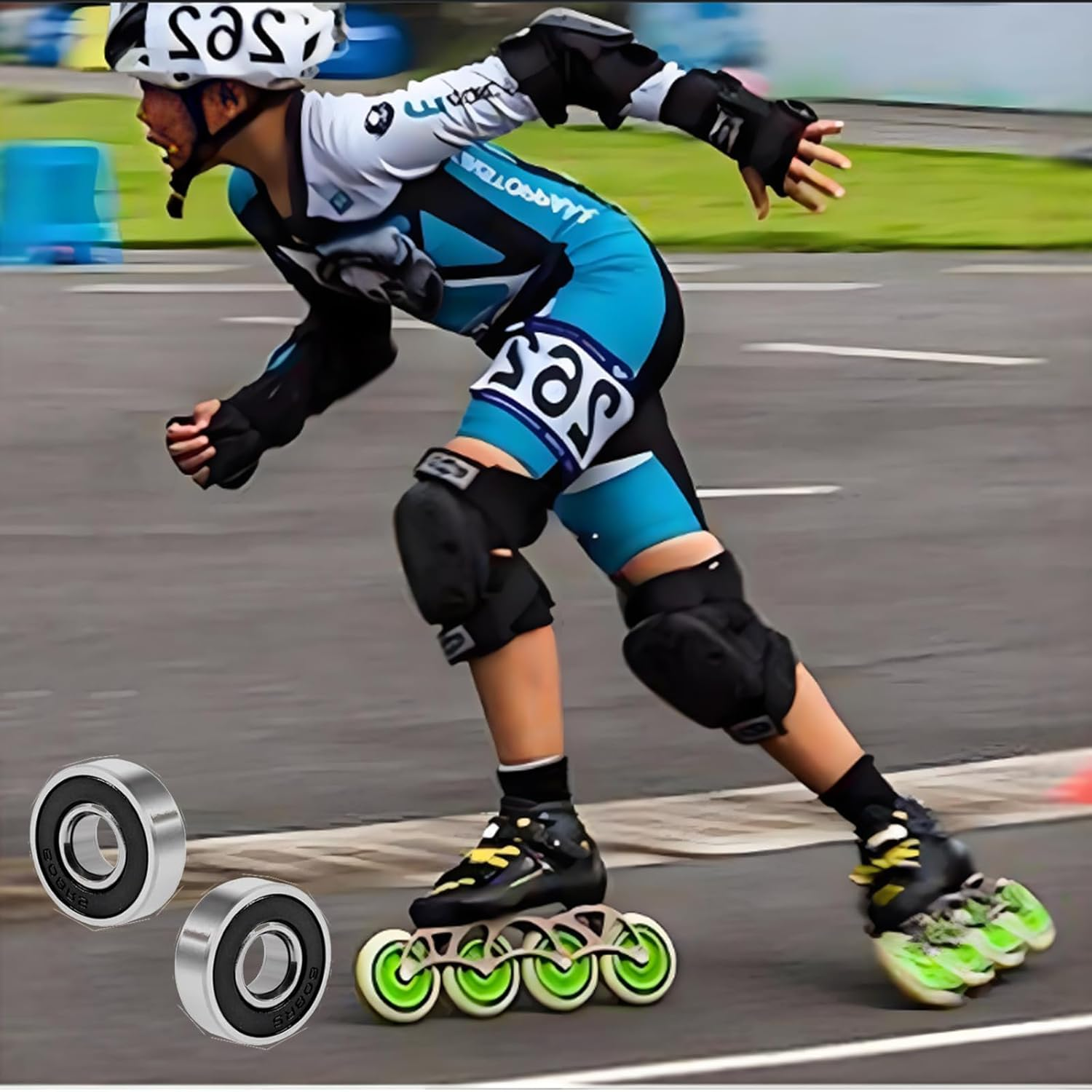 Yeanifeana 24PCS 608-RS Ball Bearing, Double Rubber Sealed Shielded Miniature Deep Groove Bearings for Skateboards, Skates, Scooters & Longboards, High Speed, Low Noise, Durable image number 2