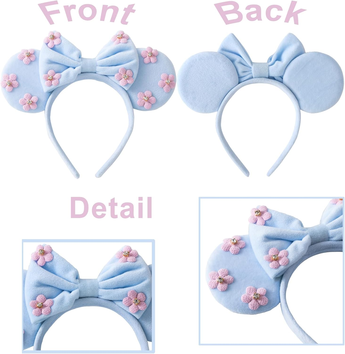 KARETT Sequins Mouse Ears Headband with Glitter Bow Cosplay Costumes Princess Party Decorations for Girls Women image number 5