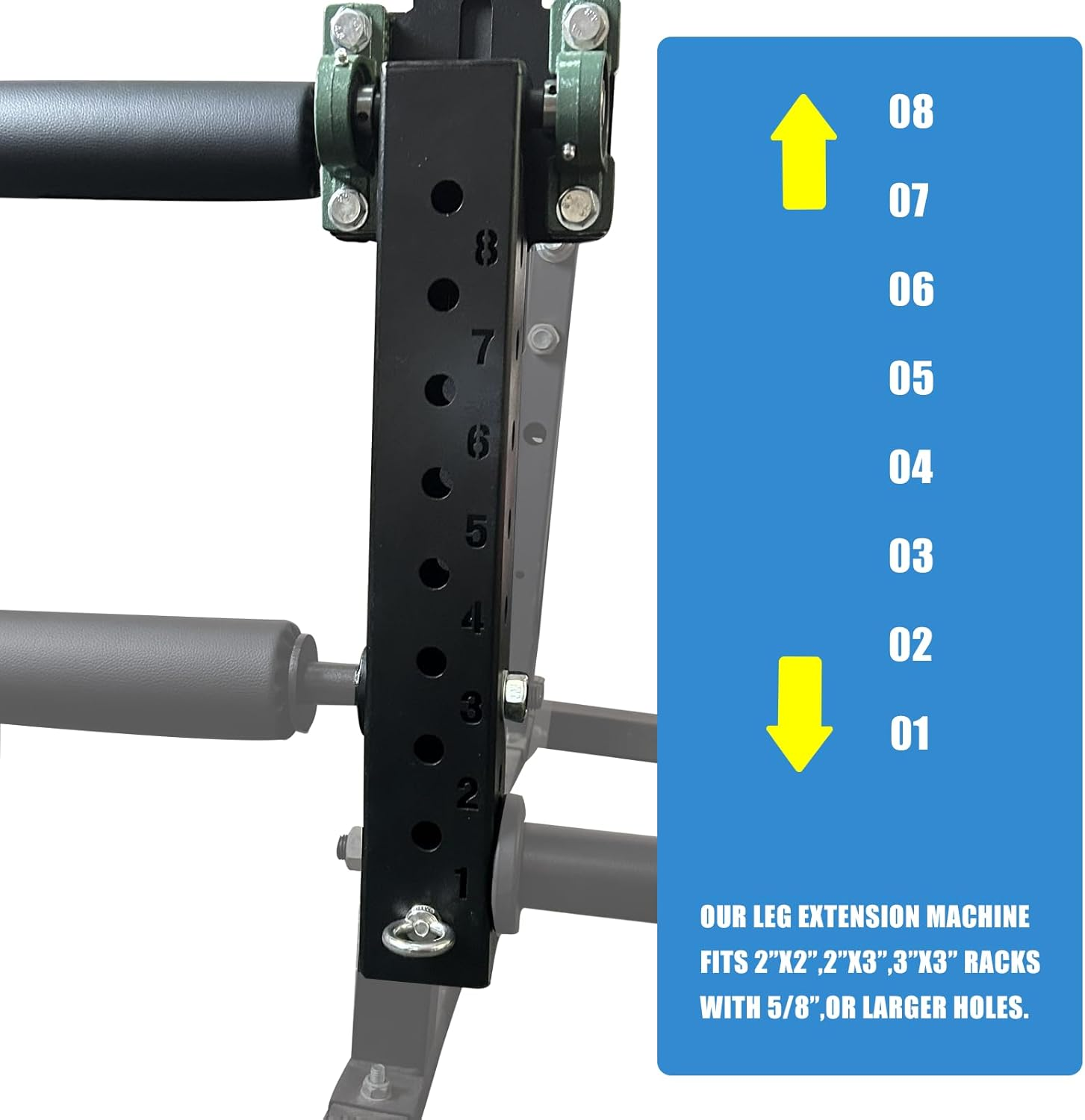 BLUSLM Power Rack Mounted Leg Extension and Curl Machine for Home Gym Equipment, Adjustable Leg Extension Attachment, Leg Press Attachment for Lower Body Leg Muscle Training image number 2