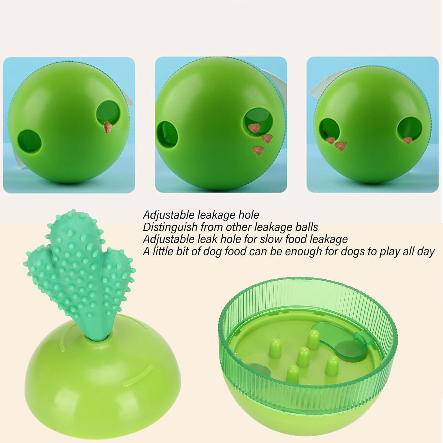 JOROBURO Dog Slow Feeder Toy, Relieve Anxiety Teeth Grinding Interactive Treat Dispensing Puzzle Toys, Aggressive Chew Durable Safe Molars Training Toy for Pets Cats or Dogs(Green) image number 1